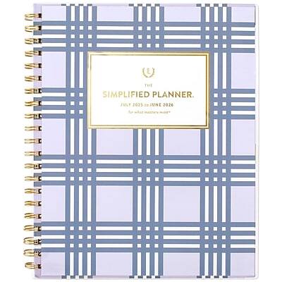 AT-A-GLANCE - 2025-2026 Simplified by Emily 8.5" x 11" Academic Weekly & Monthly Planner, Poly Cover - Lilac Plaid
