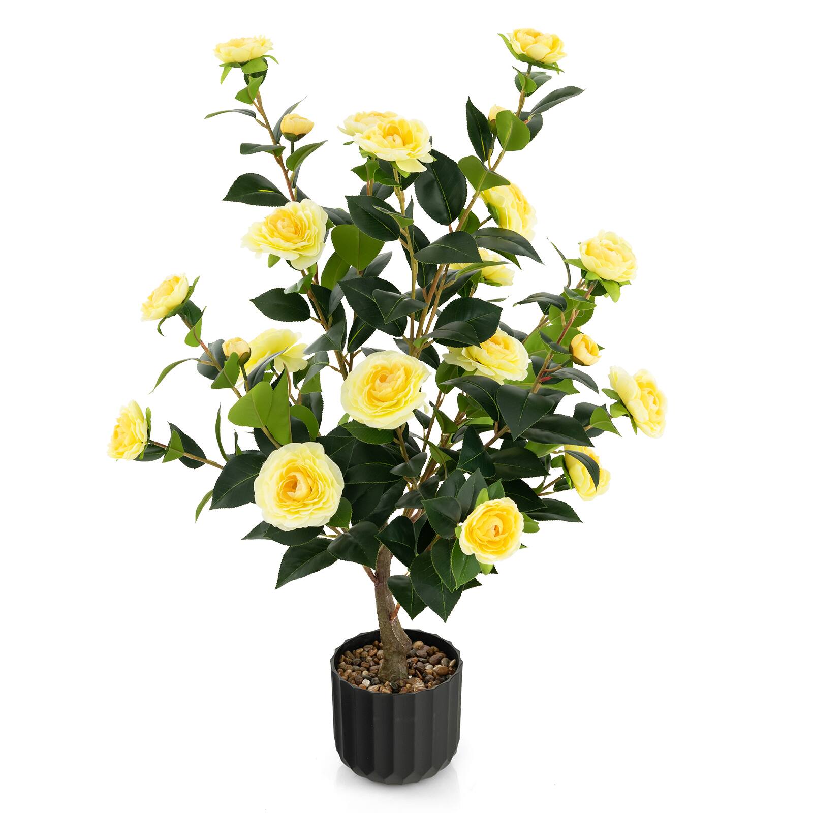 "Costway - 1 PCS 38"" Artificial Camellia Tree Faux Floral Plant Fake Tree for Decoration - Yellow" price history on PriceWatchPro
