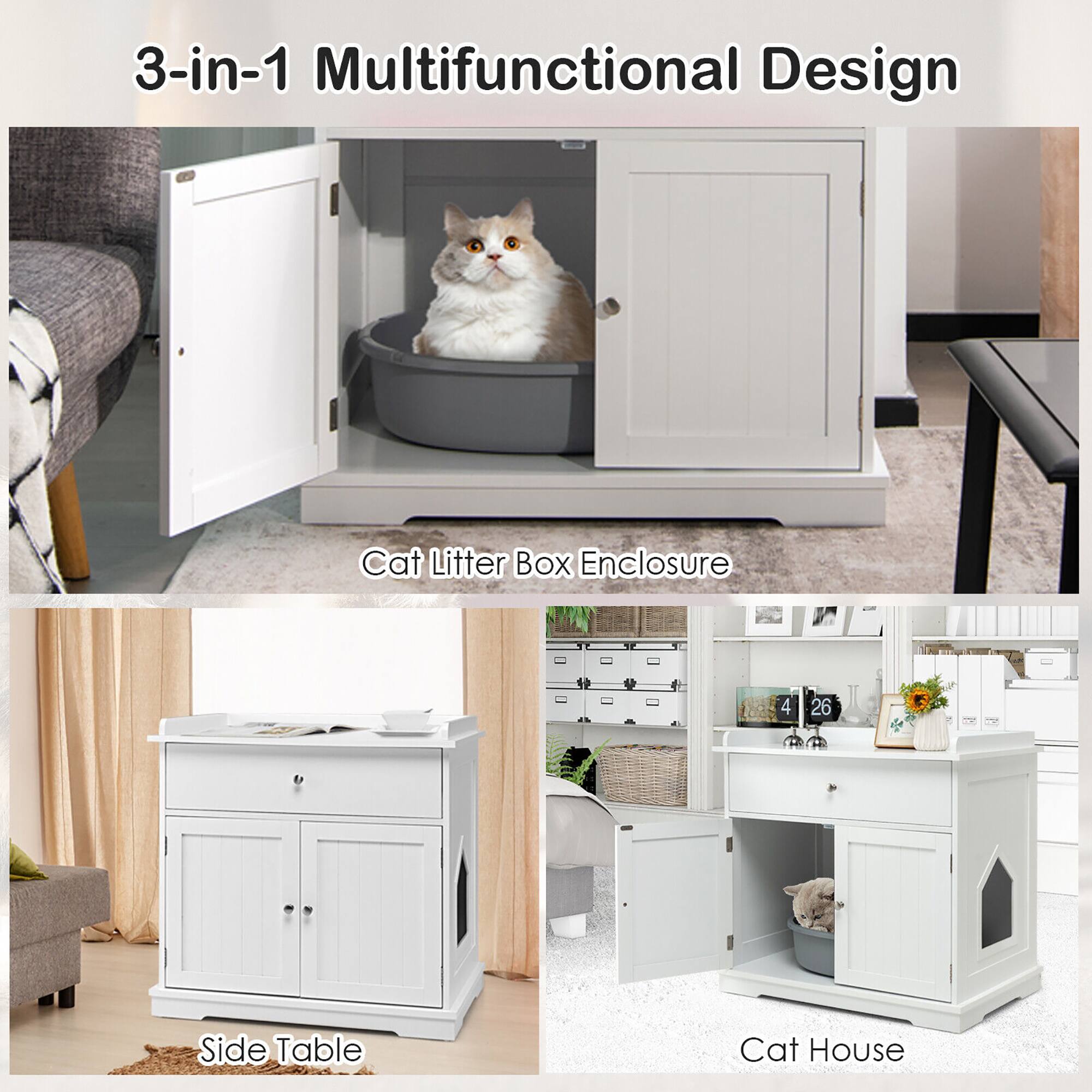 3-in-1 Multifunctional Design

Cat Litter Box Enclosure

Side Table

Cat House