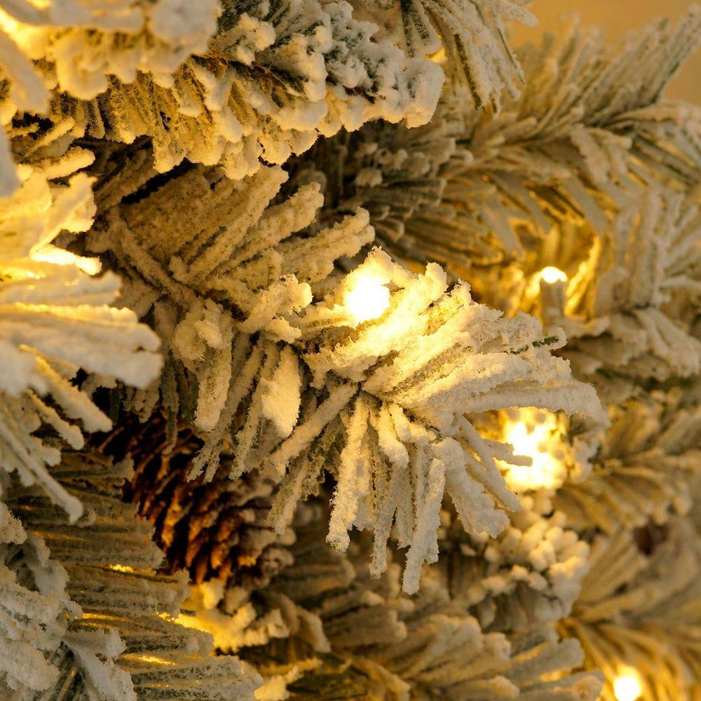 Alt View 5. Resenkos - Complete 4-Piece Pre-Lit Christmas Set, Features a Garland, Wreath, and Two LED Illuminated Entry Trees, Green - Green.