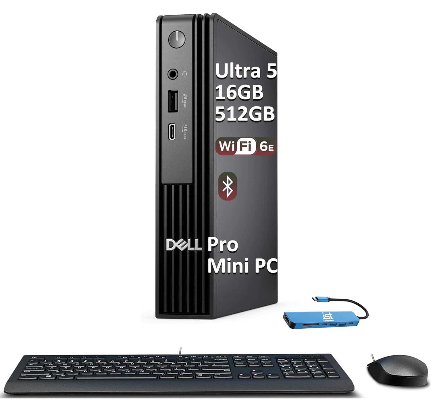 Dell - Pro Micro Desktop - MFF - Intel Core Ultra 5 - 16GB Memory - 512GB SSD - Wi-Fi 6E - Keyboard - Mouse - Windows 11 Pro - IST HUB - Black