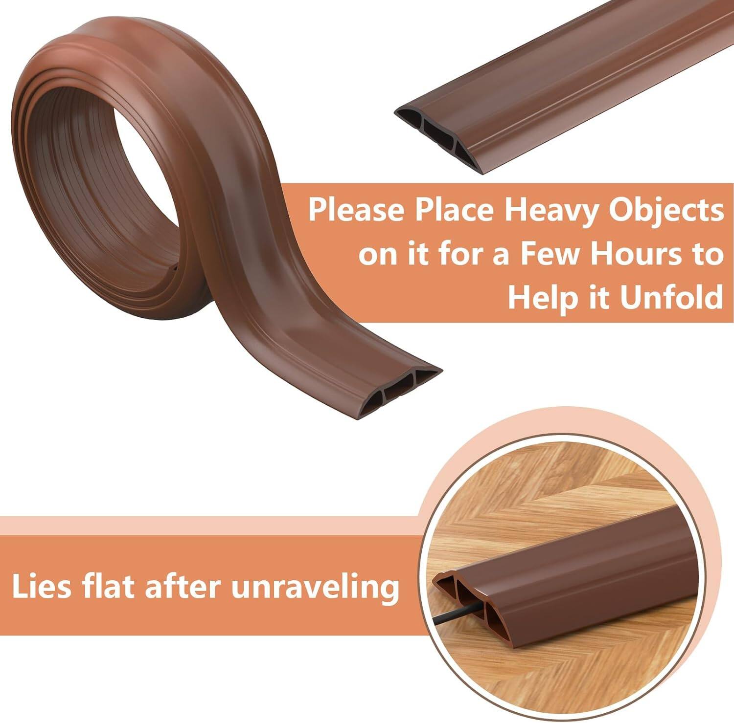 Please Place Heavy Objects on it for a Few Hours to Help it Unfold

Lies flat after unraveling