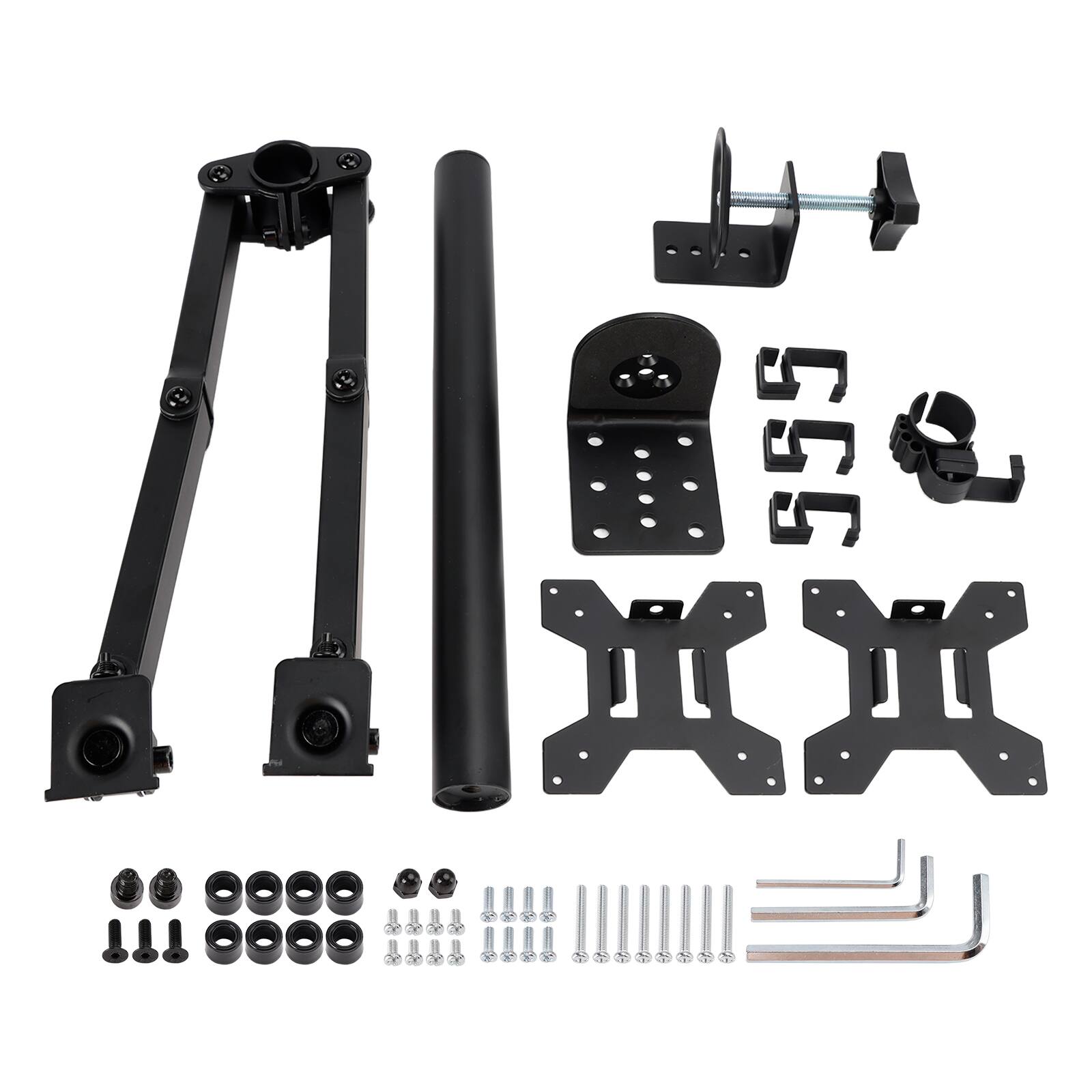 Angle. Topteng - Dual Monitor Arm Mount – Gas Spring Full Motion Desk Stand for 17"-27" LED LCD Screens, 2-9kg Capacity, VESA 75/100mm - Black.