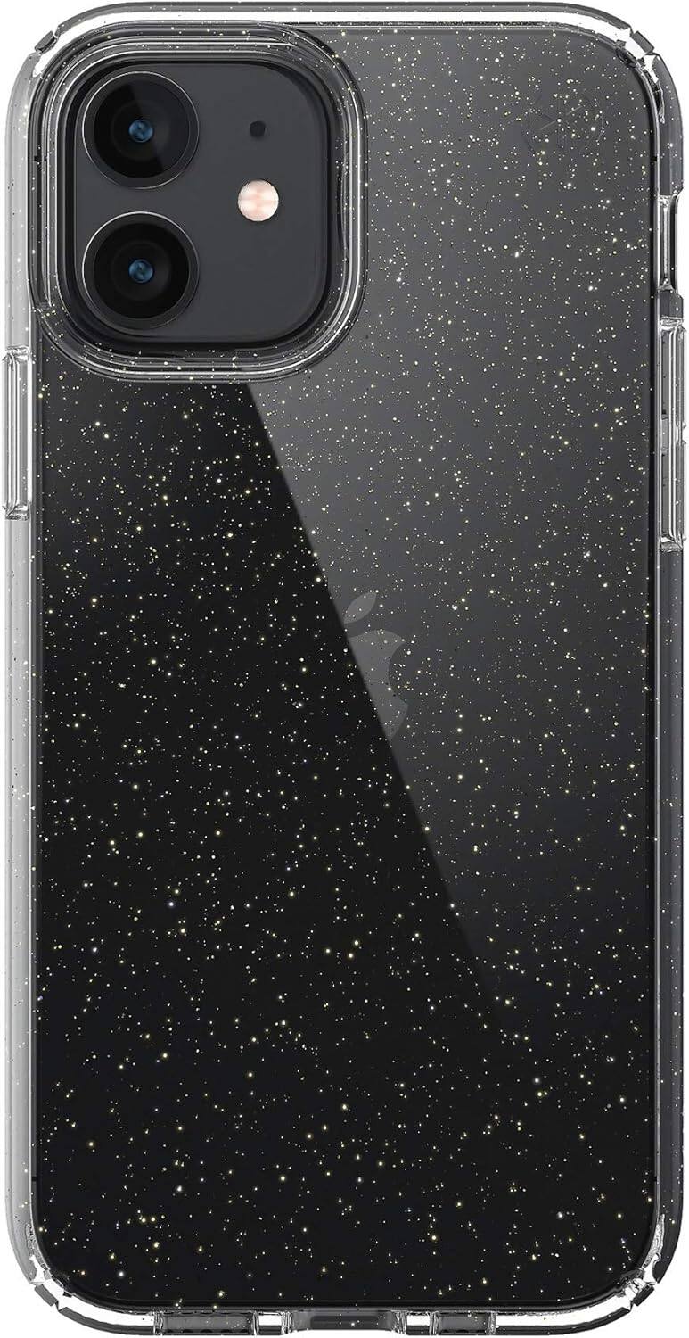 Angle. Speck - Speck Presidio Perfect-Clear Glitter Case - iPhone 12/12 Pro - Clear Glitter.