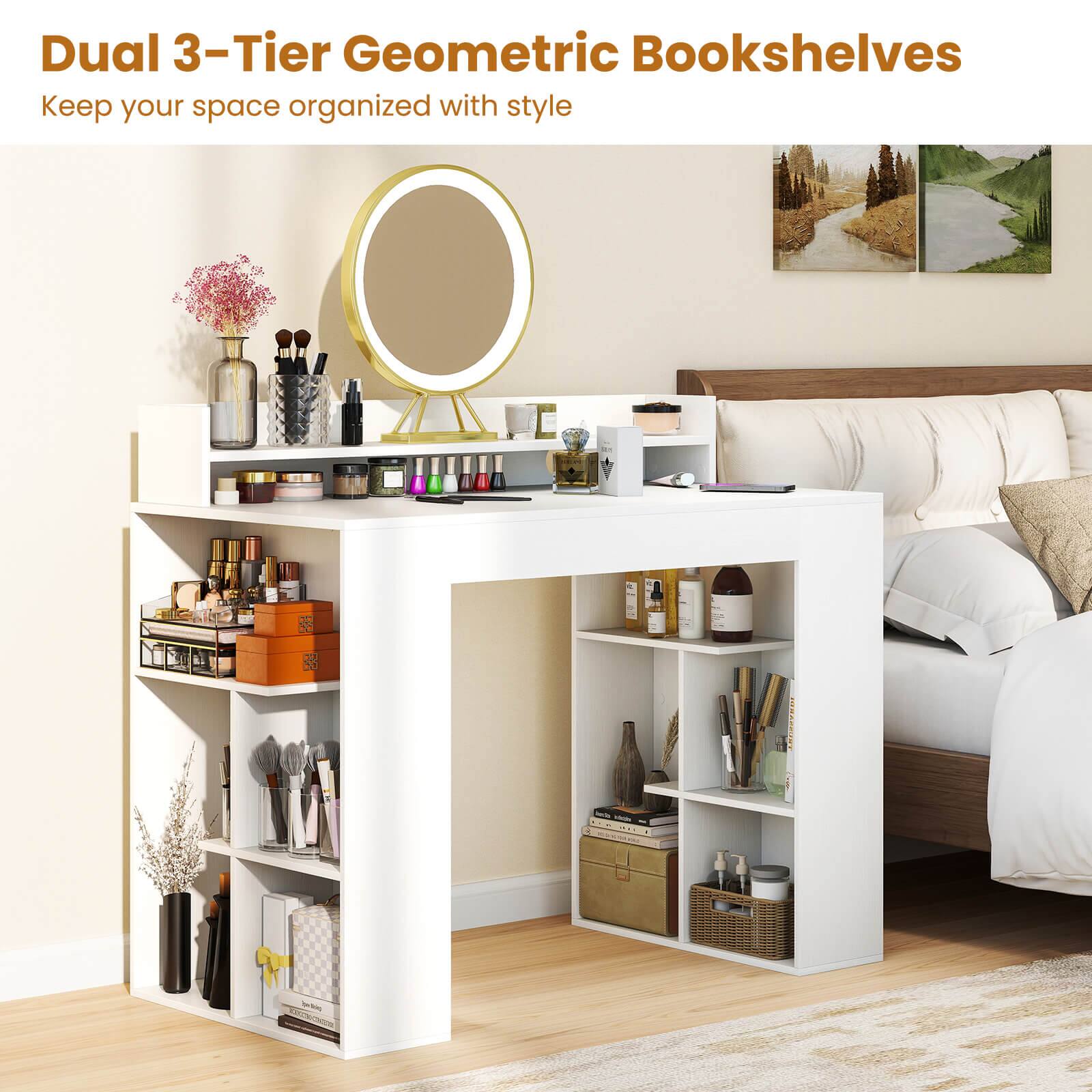 Dual 3-Tier Geometric Bookshelves: Keep your space organized with style.