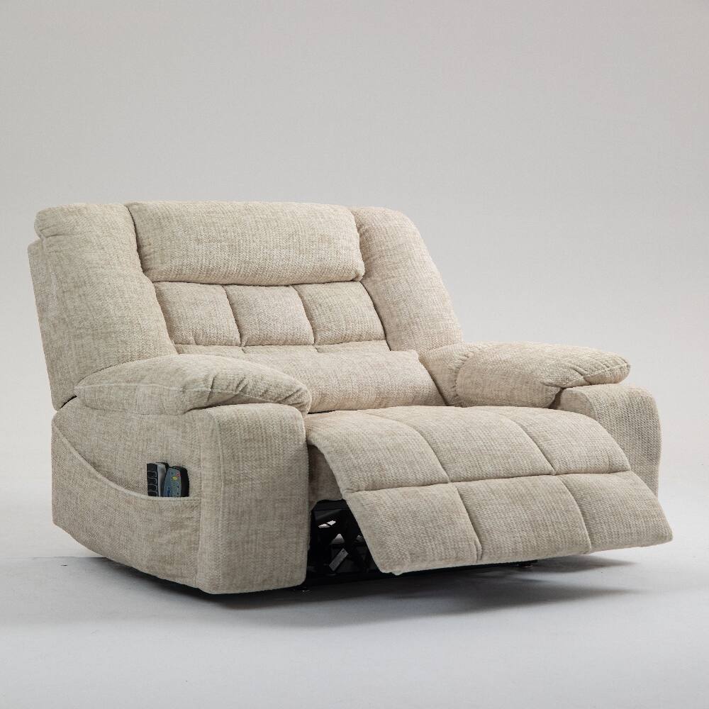 Alt View 7. Ropilly - Ropilly power lift recliner for big and tall seniors lay flat lift chair with heat and massage cream chenille - Cream.