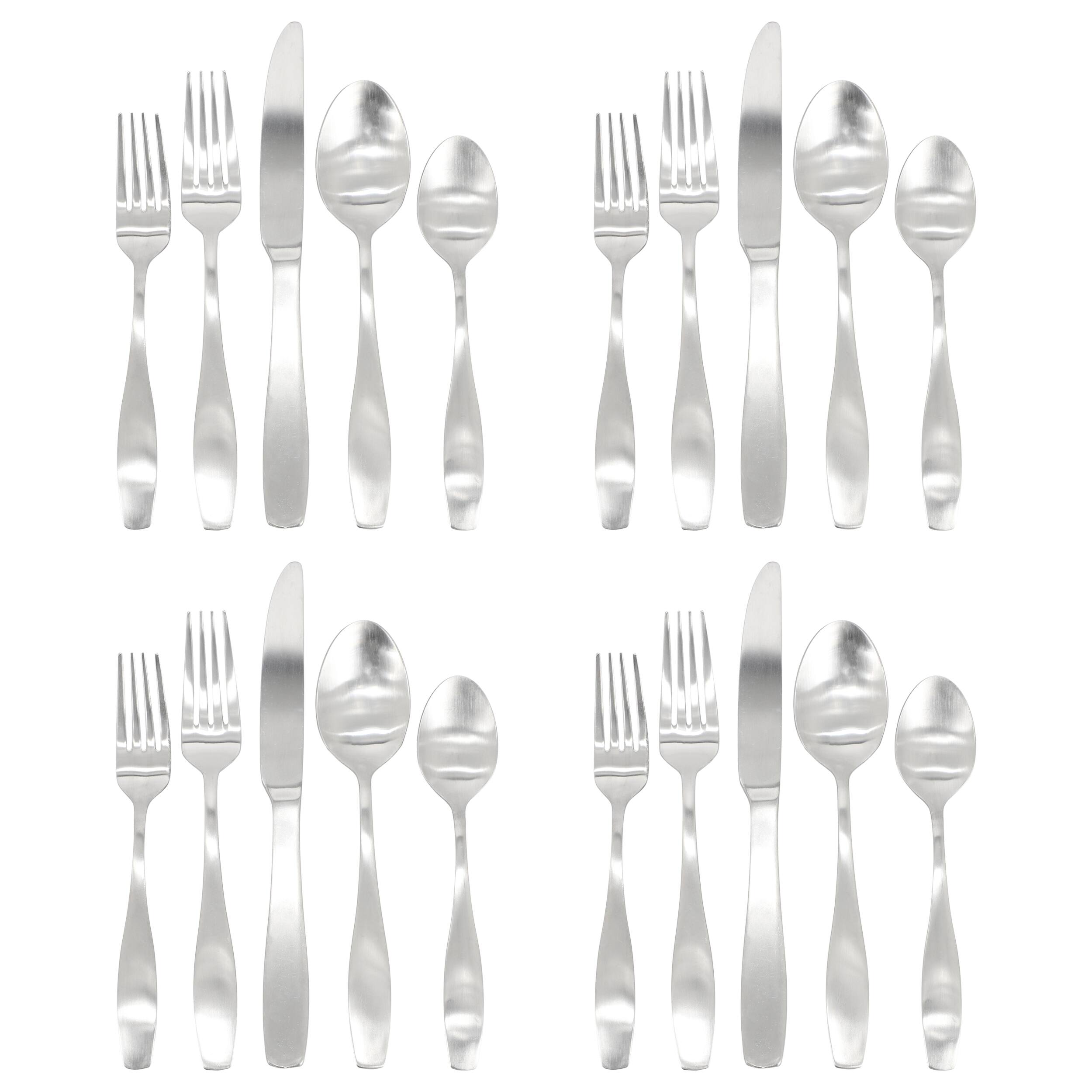 Alt View 1. Gibson - Gibson Home Karlton 20 Piece Stainless Steel Flatware Set in Matte Silver - Silver.