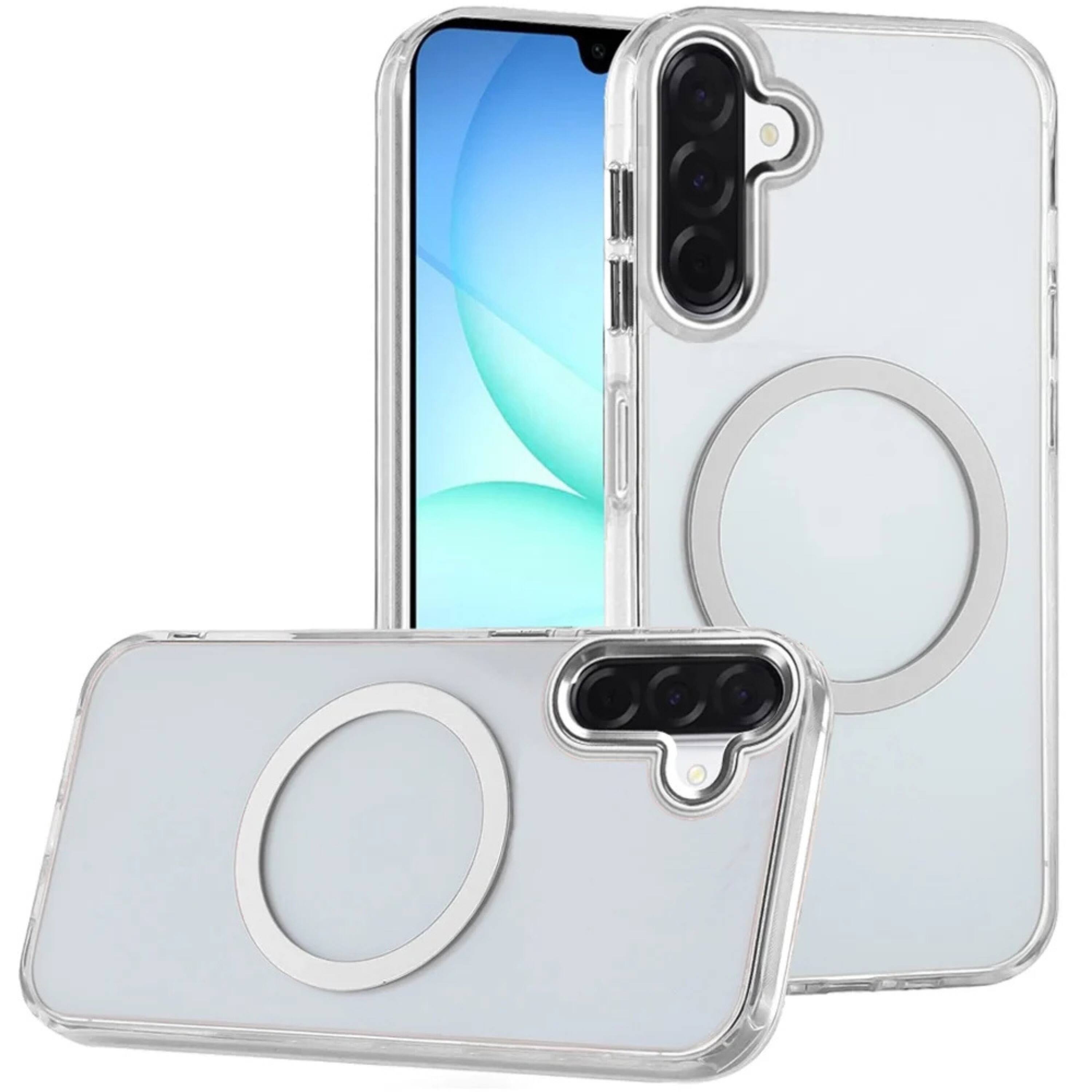 Front. Kitcheniva - Translucent Clear Metal Button Hybrid Phone Case With Tempered Glass For Samsung A17 5G Clear - Clear.