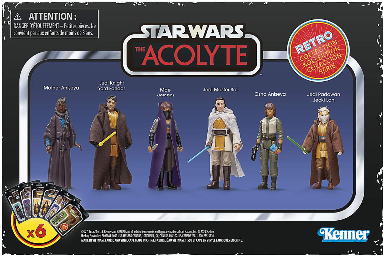 Hasbro - Collectibles - Star Wars: The Acolyte - Retro Collection - 3.75 Inch Action Figure 6-Pack - COLLECTABLES - Multicolor
