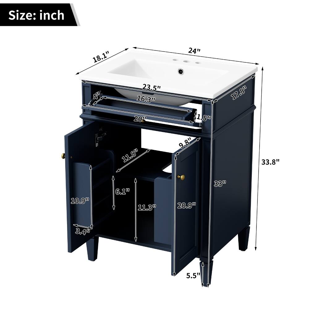 Size: inch  
18.1" 23.5" 4m 16.3" 20" 11.8" 6.1" 10.9" 11.3"  
24" 17.8" 1.5" 9.8" 33.8" 33" 20.9"  
3.4"  
5.5"