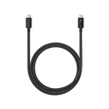 Front. Satechi - Thunderbolt 4 USB-C Cable (1m/3.2ft) - 8K Display, 40Gbps, 240W PD Charging, Intel Certified for MacBook/iPad - black.