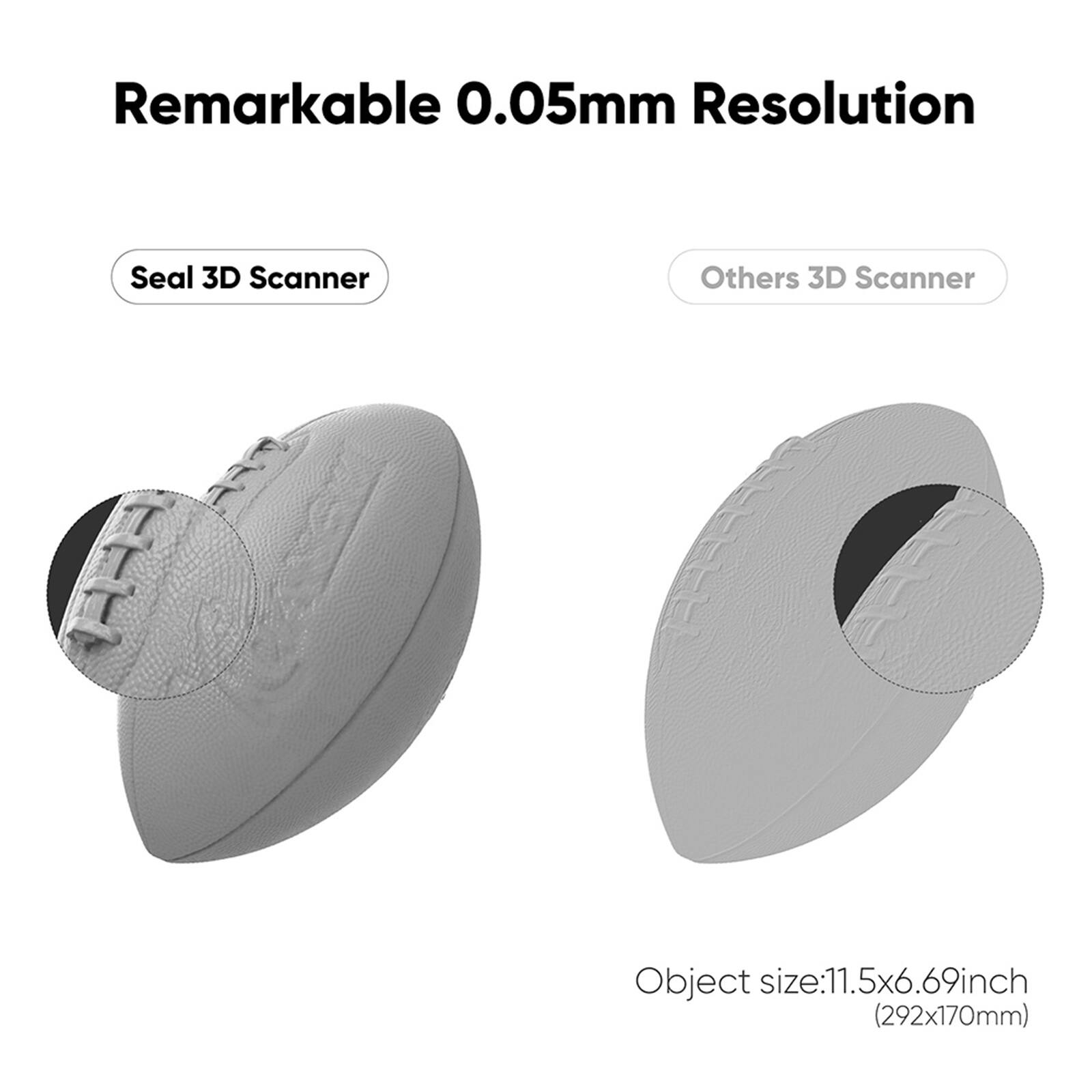 Remarkable 0.05mm Resolution Seal 3D Scanner Others 3D Scanner E Object size: 11.5x6.69 inches (292x170mm)