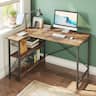 Bestier - L-Shaped Corner Computer Desk with Storage Shelf - 48" wide - Rustic Brown