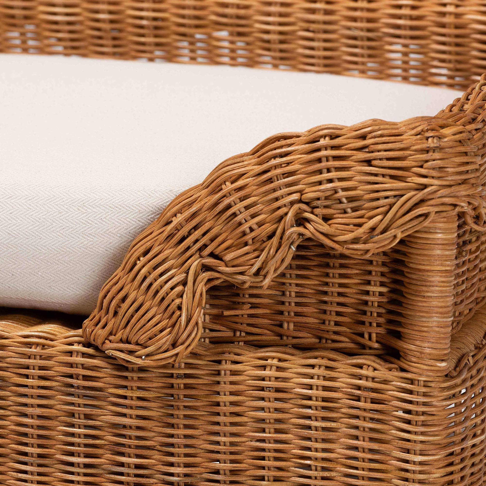 Alt View 1. bali & pari - Papina Natural Rattan Pet Bed - Handwoven Wicker Enclosed Lounge Bed for Dogs and Cats with Removable Cushion, 25.6" - Light Honey.