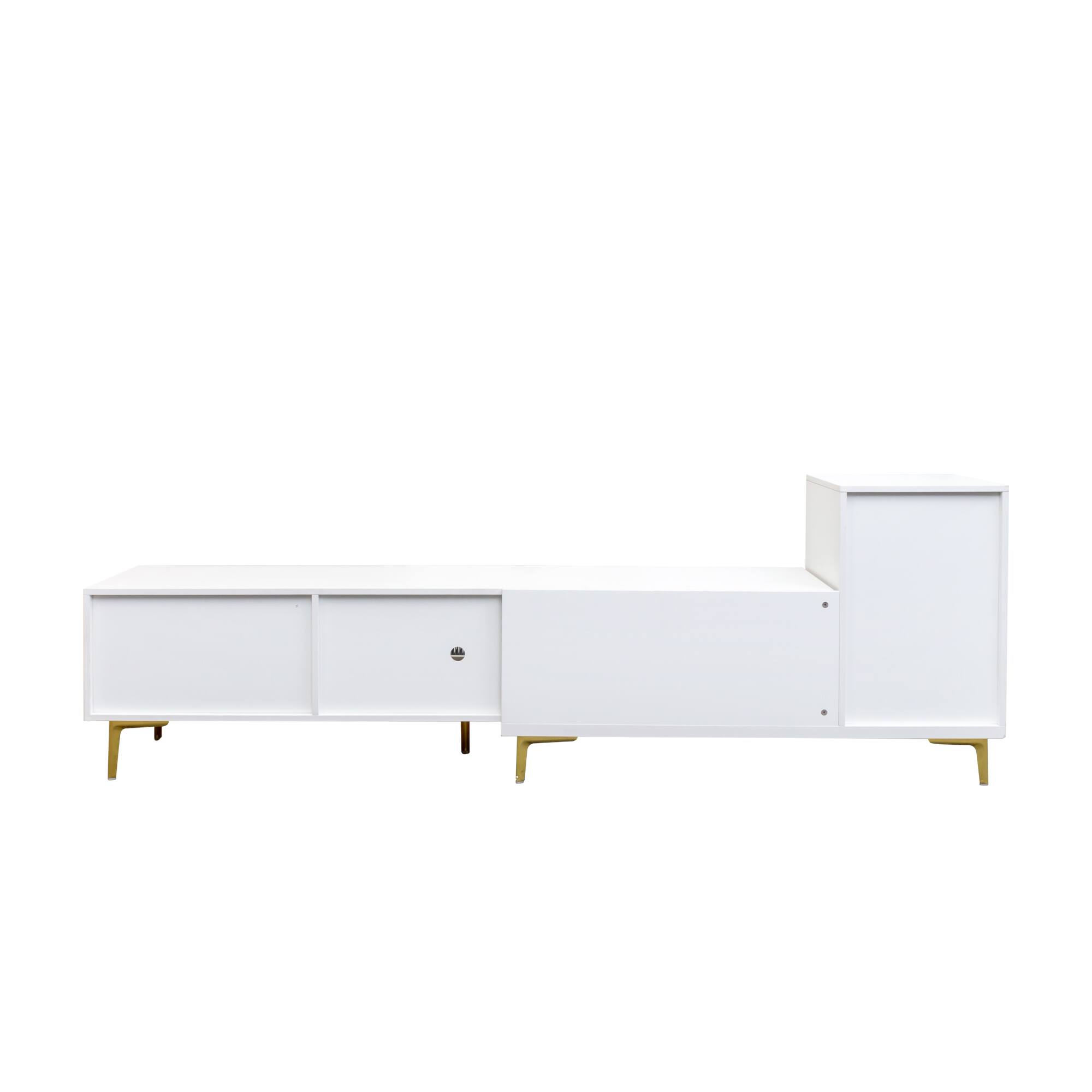 Alt View 2. GOODSILO - Extendable Rectangle TV Stand and Media Console with Adjustable Storage - White.