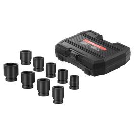 VEVOR - Axle Nut Impact Socket Set, 1" Drive 6-Point 9-Piece SAE Spindle Nut Socket Set, CR-MO Heat Treated Large Socket Set - Black