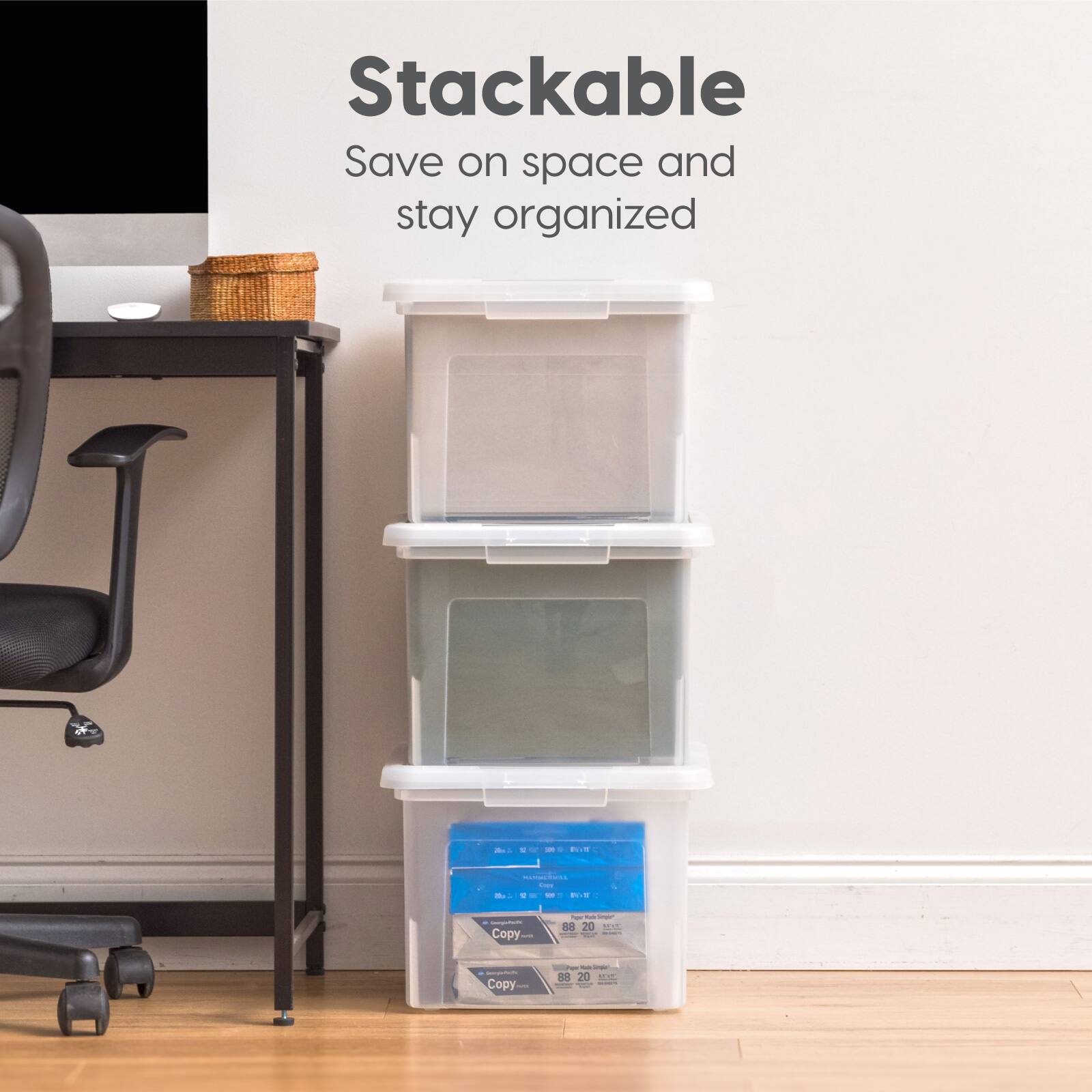 Stackable  
Save on space and stay organized  

Copy  
88 20 MR  
Copy  
88 20