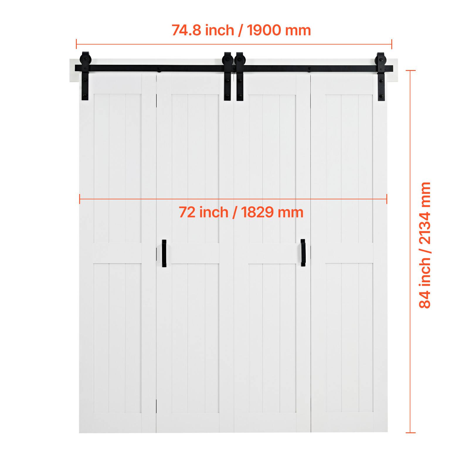 74.8 inch / 1900 mm  
72 inch / 1829 mm  
84 inch / 2134 mm
