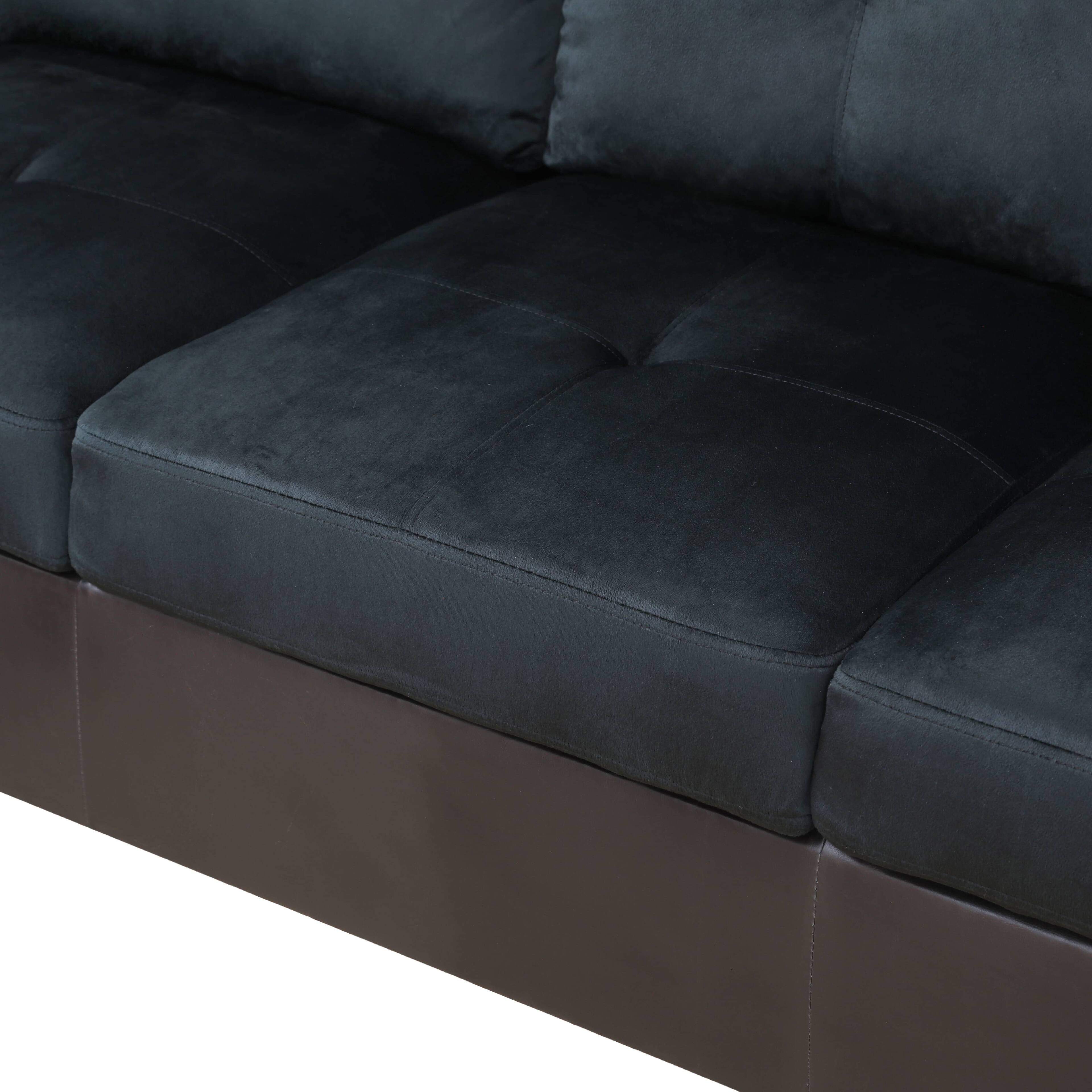 Alt View 9. Boyel Living - Atrovirens Lint Plush Sofa Solid Wood Frame Double Spring with Right Chaise Lounge - Dark Teal.