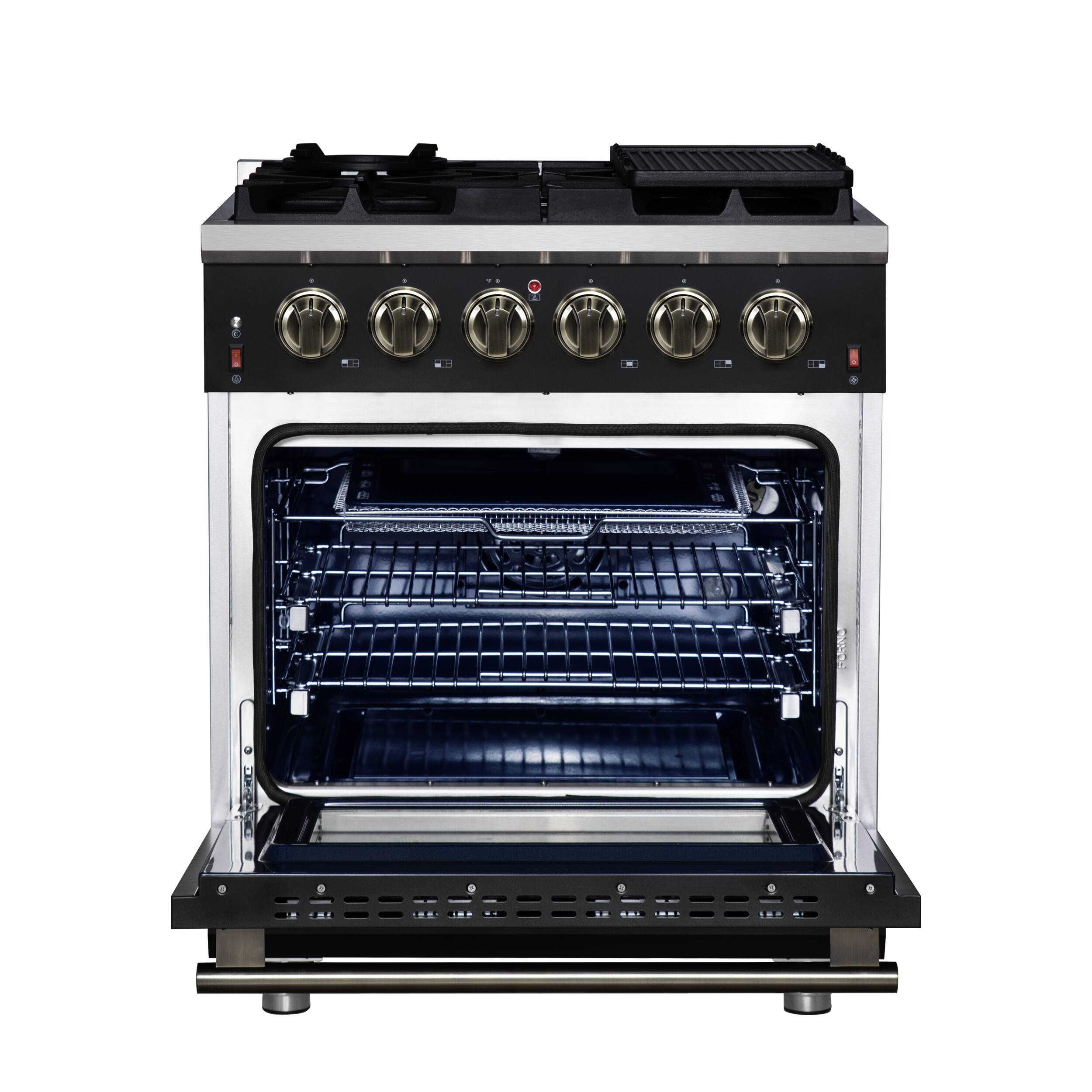 Alt View 8. Forno Appliances - Massimo 4.32 Cu. Ft. Freestanding Gas Convection Range with Air Fryer Kit, Wok Support & Griddle - Black.