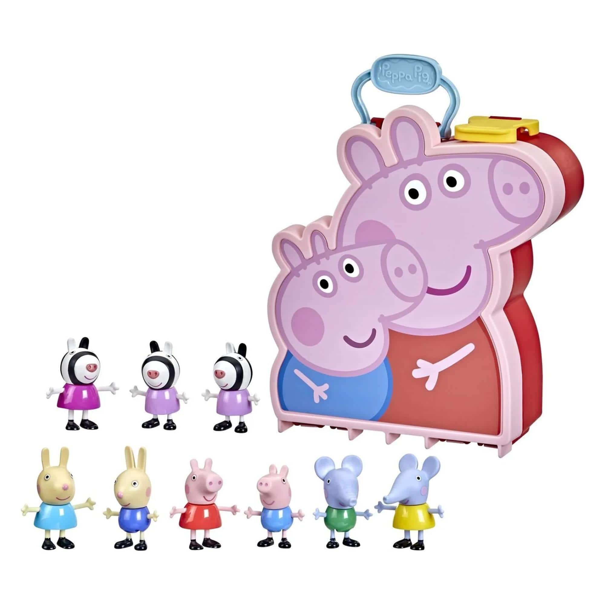 Hasbro - Peppa Pig Carry-Along Brothers and Sisters 9 Piece Figure Set - Pink