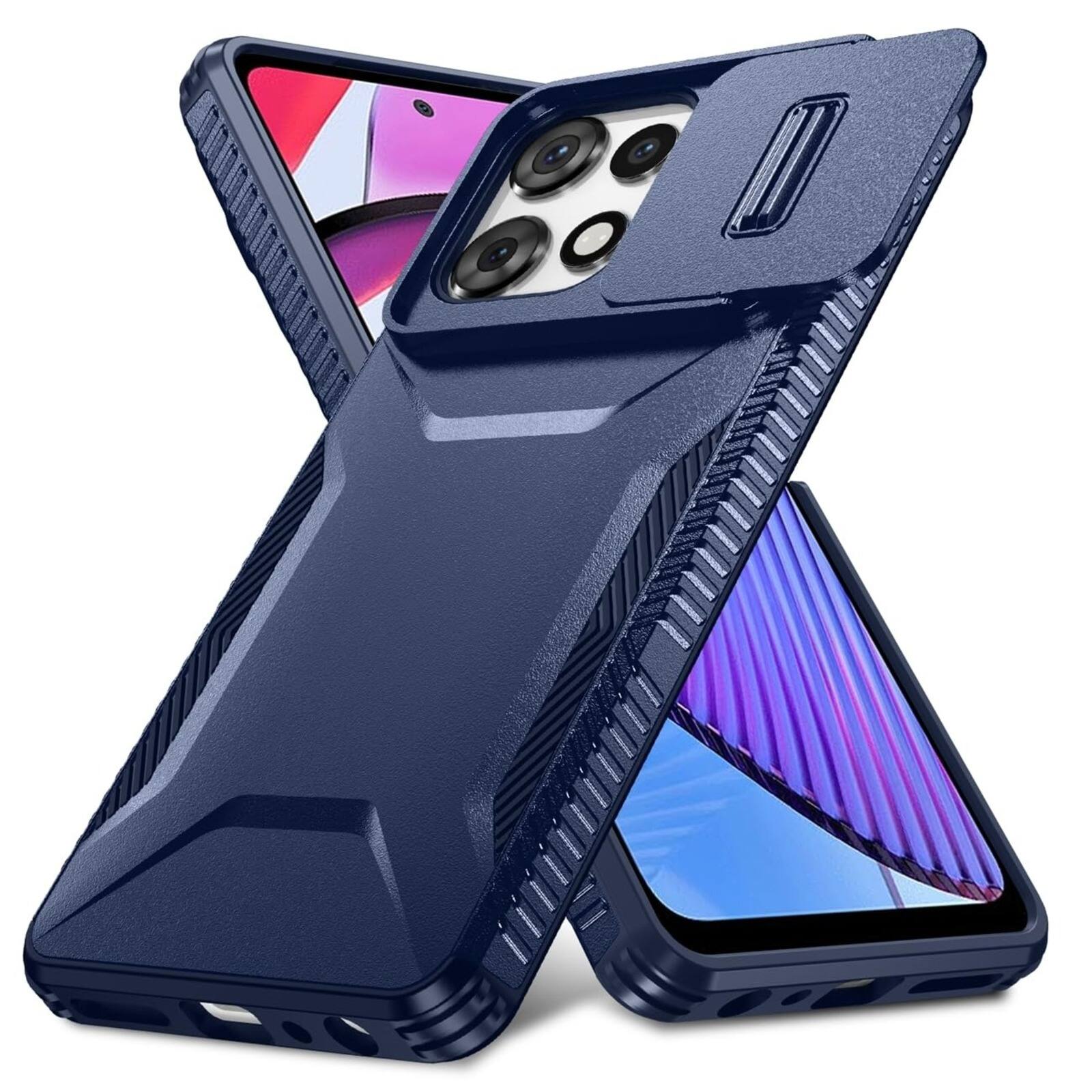 Angle. UUCOVER - For Motorola Moto G Power/Moto G Play (2025/2026) Dual Layer Case with Sliding Camera Lens Cover, Drop Protection Shell - Blue.