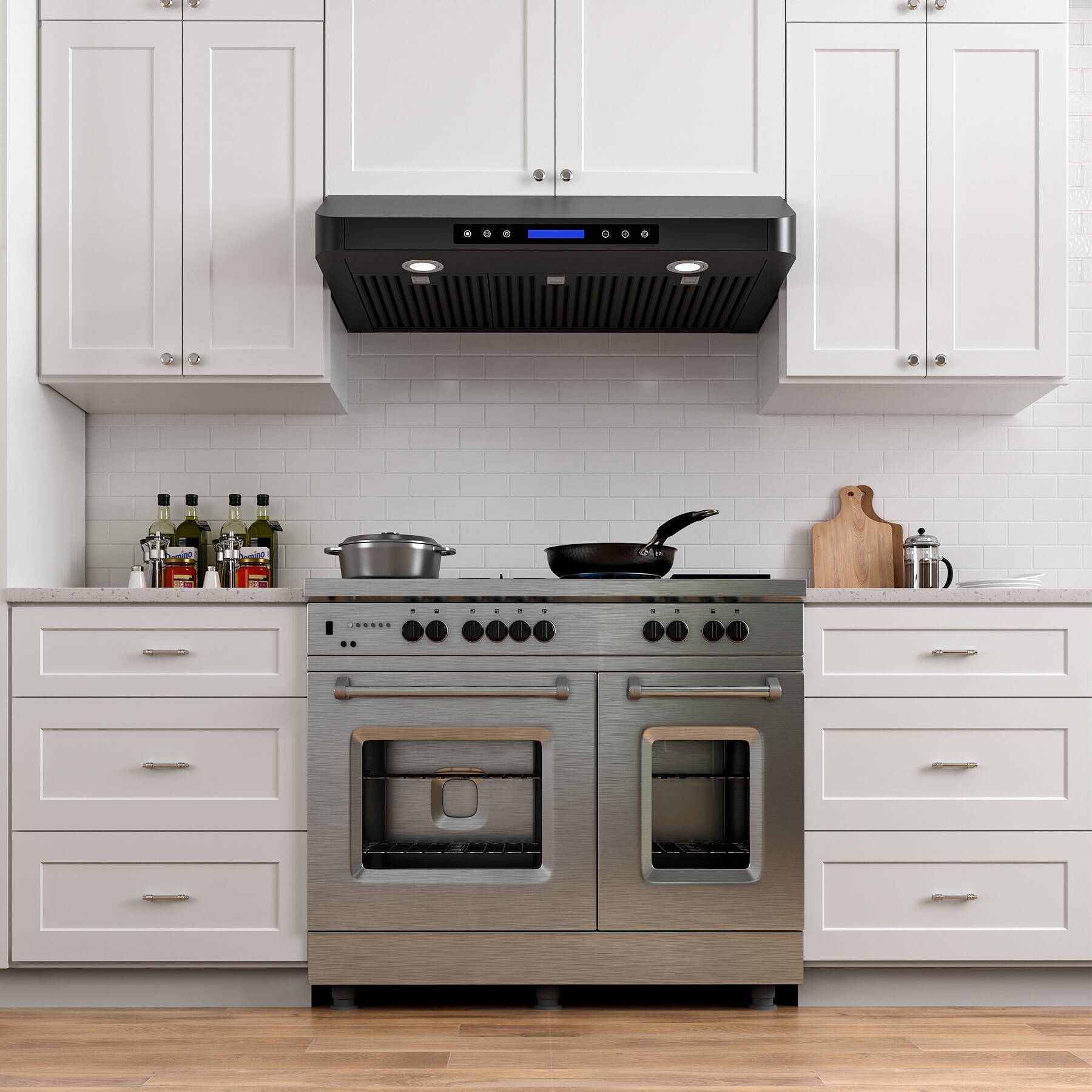 Alt View 1. Onefly - 42 inches - Ducted - Under Cabinet Range Hood - Black Stainless Steel.