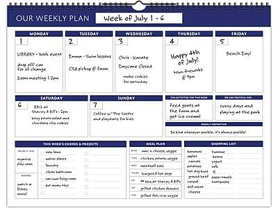 **OUR WEEKLY PLAN**  
Week of July 1 - 6

**MONDAY 1**  
- LIBRARY - book event  
- drive out car for oil change  
- Zoom meeting 1-2pm  

**TUESDAY 2**  
- Emma - Swim lessons @ farm  
- CSA pickup @ farm  

**WEDNESDAY 3**  
- Chris - Karate @ farm  
- Daycare Closed  
- make cookies for Saturday  

**THURSDAY 4**  
- Happy 4th of July!  
- town fireworks @ 9pm  

**FRIDAY 5**  
- Beach Day!  

**SATURDAY 6**  
- BBQ at Shacey & Billy's - 2pm  
- bring tomatoes and chocolate chip cookies  

**SUNDAY 7**  
- Coffee w/ The Girls and playdate for kids  
- Feed goats at the farm and get ice cream  

**THIS WEEK'S CHORES & PROJECTS**  
- [ ] make lunch  
- [ ] watch floors  
- [ ] laundry  
- [ ] clean bathrooms  
- [ ] vacuum living room  
- [ ] put money in jar  
- [ ] watch a Disney movie!  

**