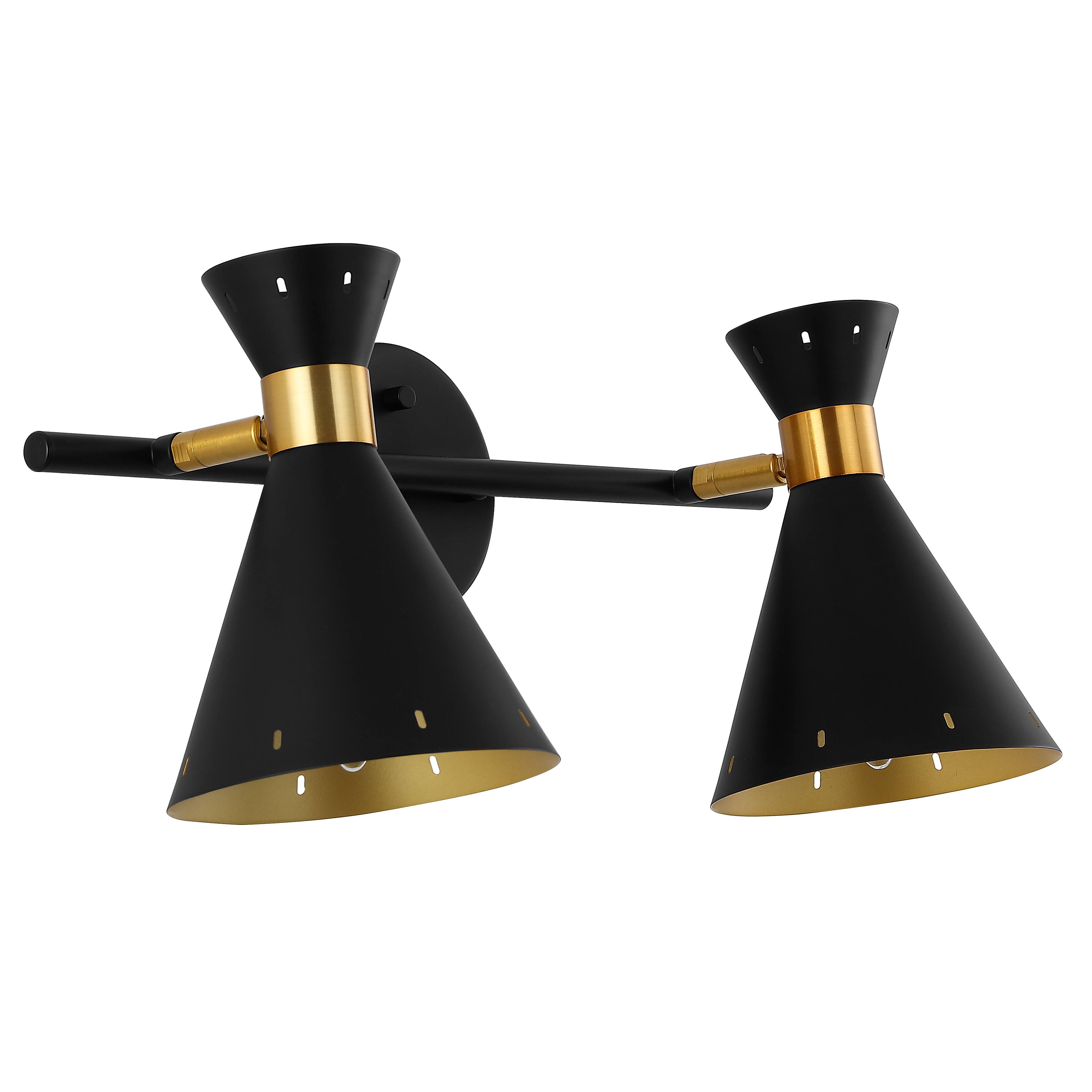 Alt View 7. Jonathan Y - Elroy 18.25" 2-Light Iron Retro Contemporary LED Track Light , Black/Gold - Black.