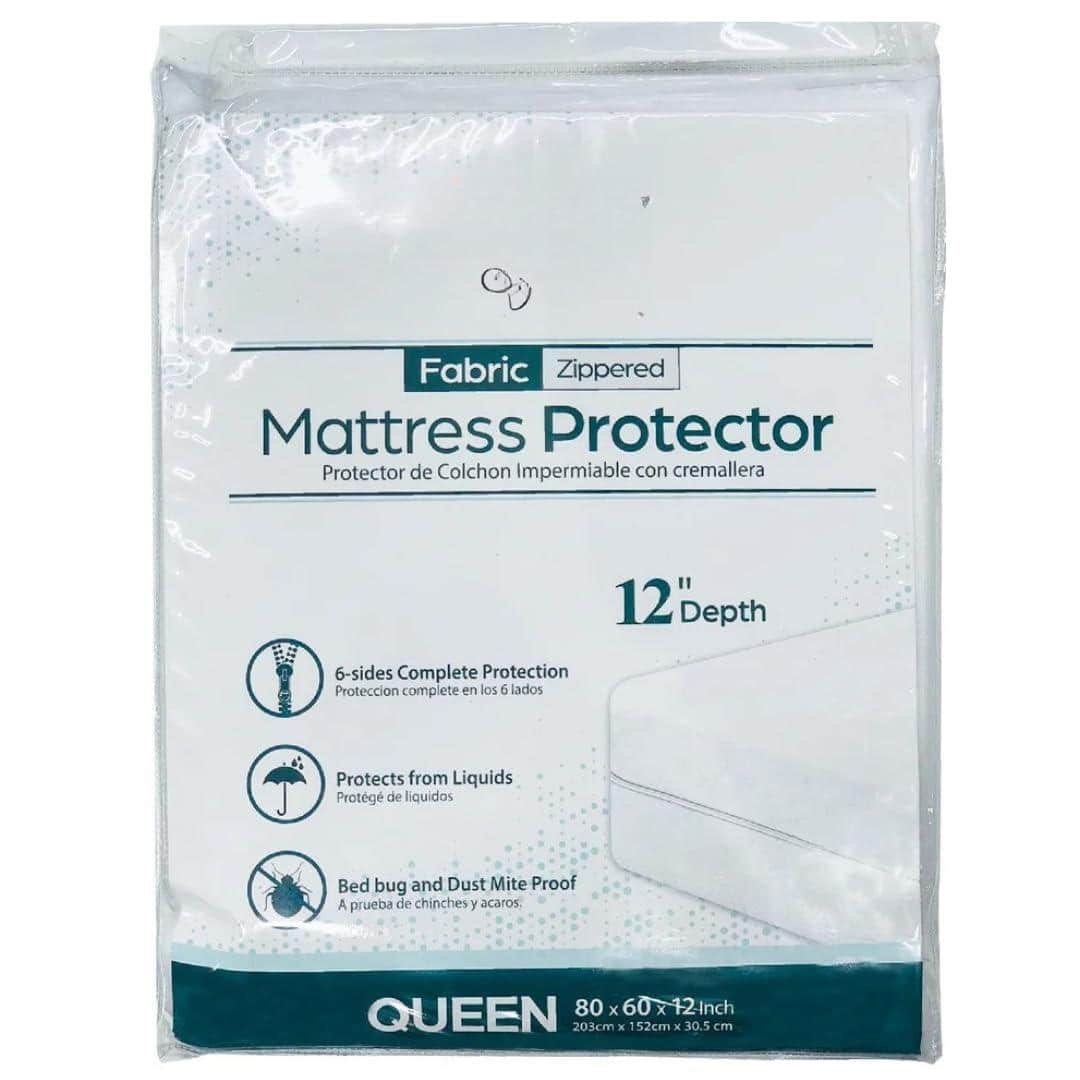 Comfort Essence - Zippered Waterproof Mattress Protector - 6-sided Encasement Bed Dust Mite Proof 12 Deep Cover For Full - Queen