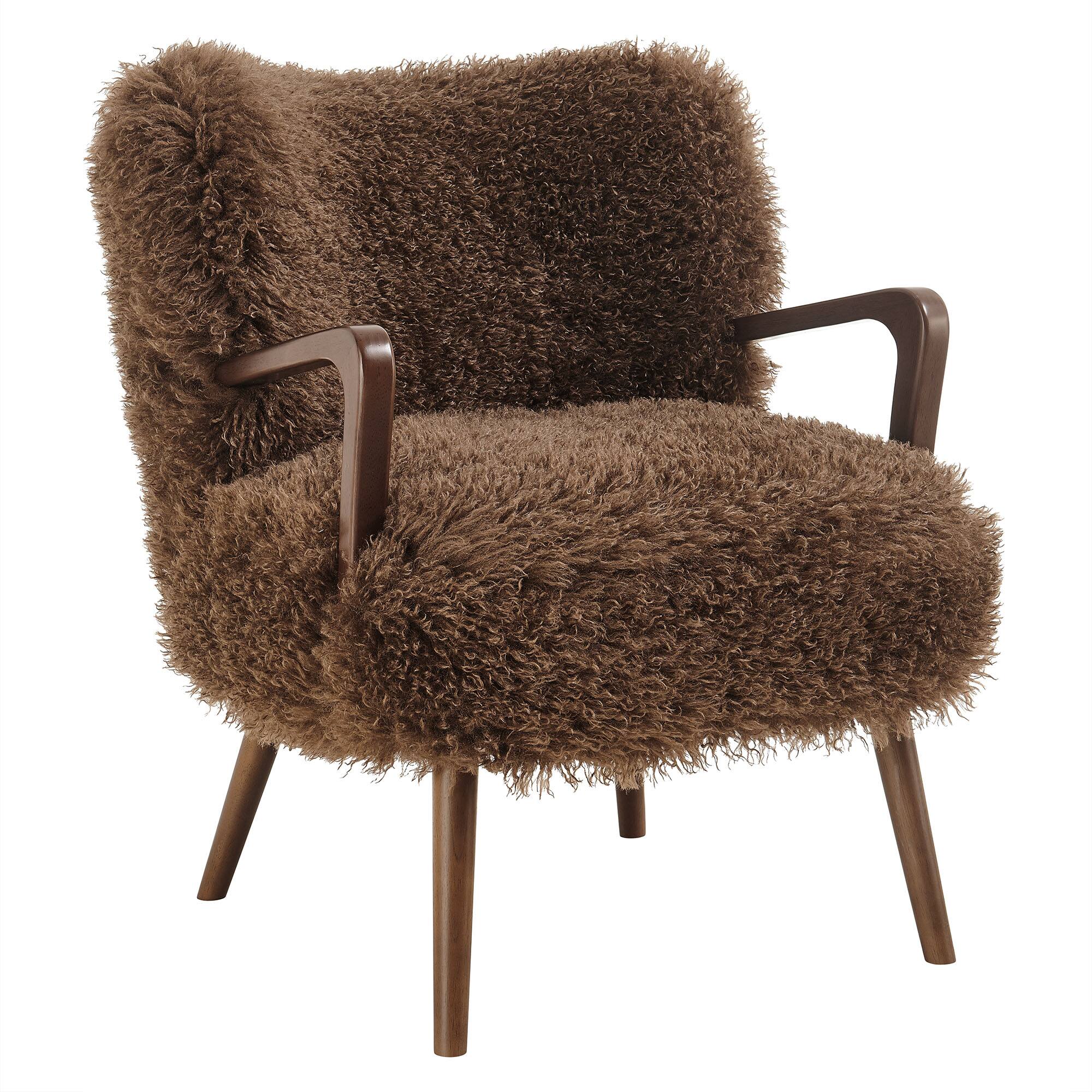 Angle. Modway - Zerra Faux Shearling Accent Armchair by Modway - Brown.