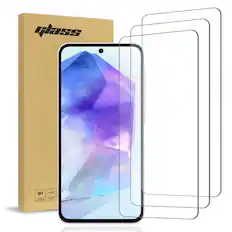 Front. RomeTech - Rome Tech Tempered Glass for Samsung Galaxy A55 5G - 3 Pack - Transparent.