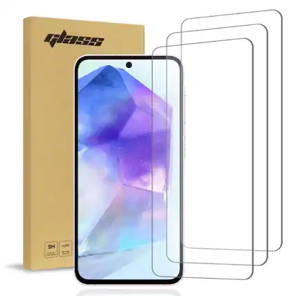 Front. RomeTech - Rome Tech Tempered Glass for Samsung Galaxy A55 5G - 3 Pack - Transparent.
