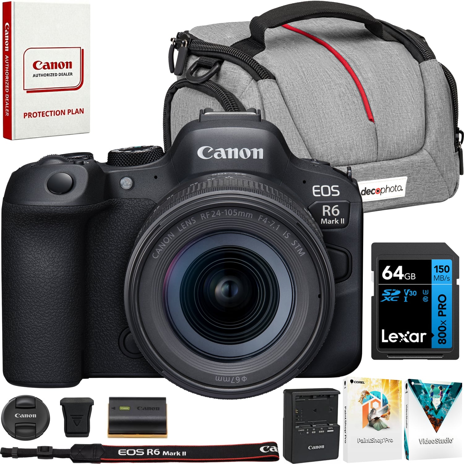 Canon - R6 Mark II 24.2 MP Mirrorless Camera + 24-105mm IS STM Lens + Accessories Bundle