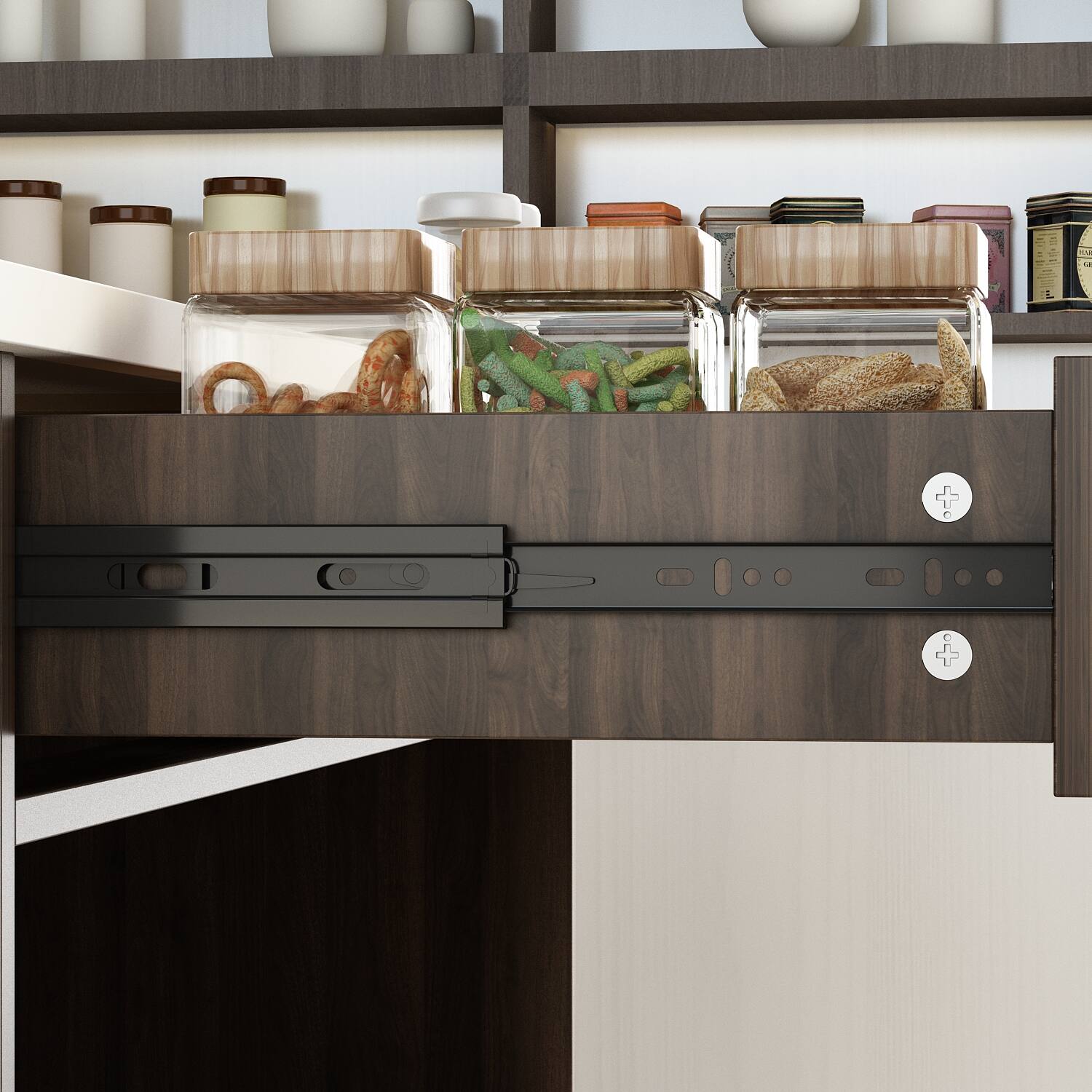Alt View 5. Famapy - Famapy Kitchen Island Storage Cabinet: Smart Organization for Modern Kitchens - Brown & White.