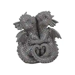 Pacific Trading - Garden Dragon Lovely Couple Garden Display Decorative Accent Sculpture 4.75 inch Tall - Gray