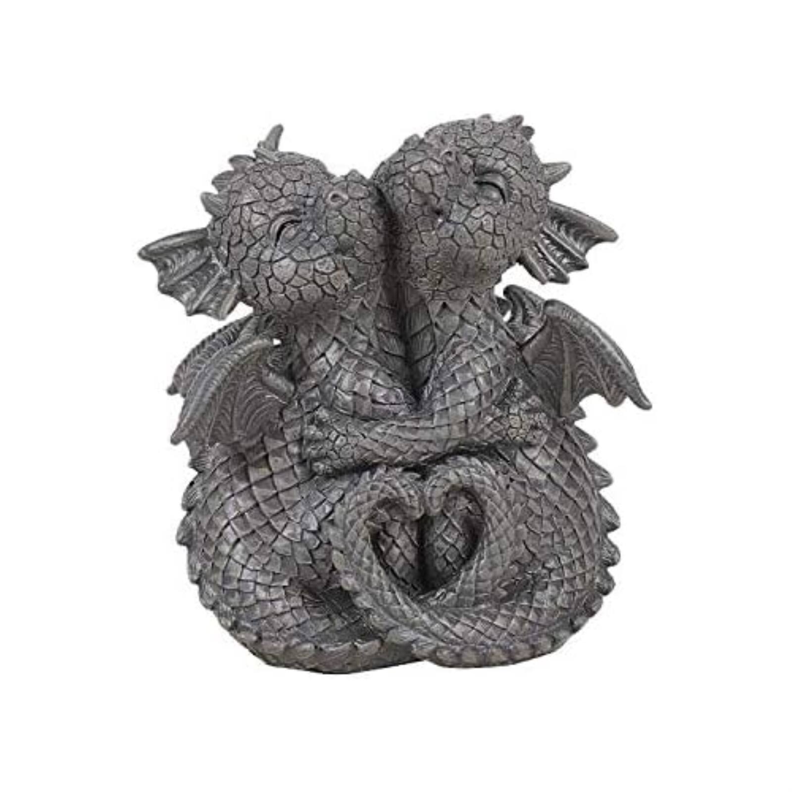Front. Pacific Trading - Garden Dragon Lovely Couple Garden Display Decorative Accent Sculpture 4.75 inch Tall - Grey.