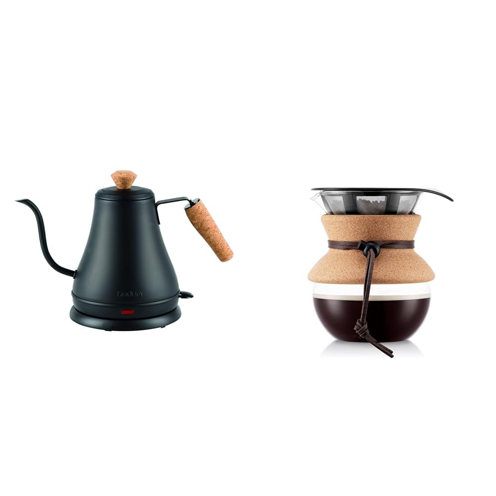 Dapper Styles - Electric Gooseneck Kettle (27 Ounce) And Pour Over Coffee Maker (.5 Liter) Bundle - Default