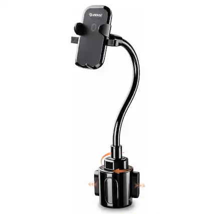 Front. Esoulk - iPhone For Cup Holder Mount 15" Adjustable Gooseneck Arm for Smartphones Samsung Universal Google Pixel - Black.