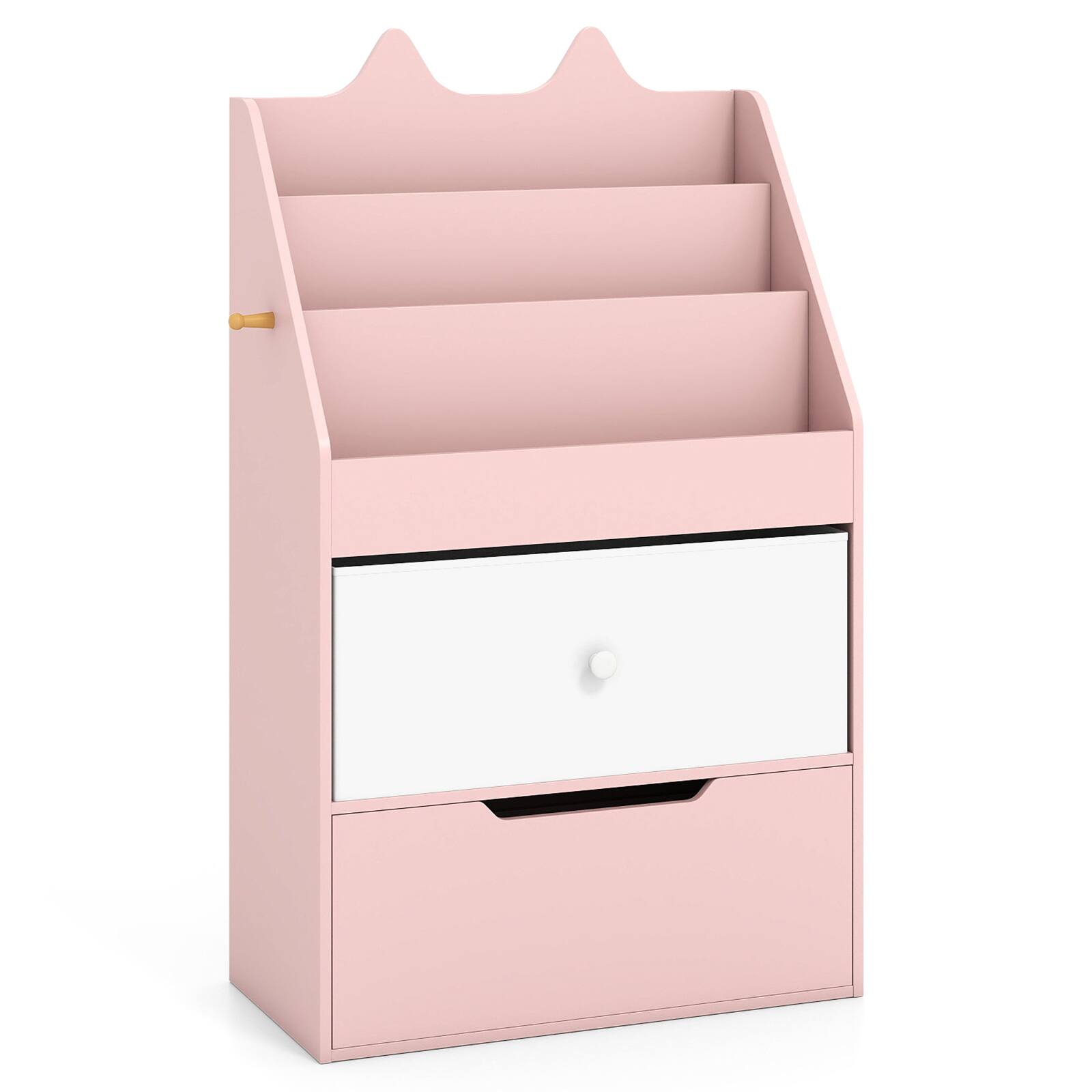 Alt View 9. Costway - Costway Kids Bookshelf & Toy Storage Organizer with Drawers & Hook for Kids Room, Nursery - Pink.