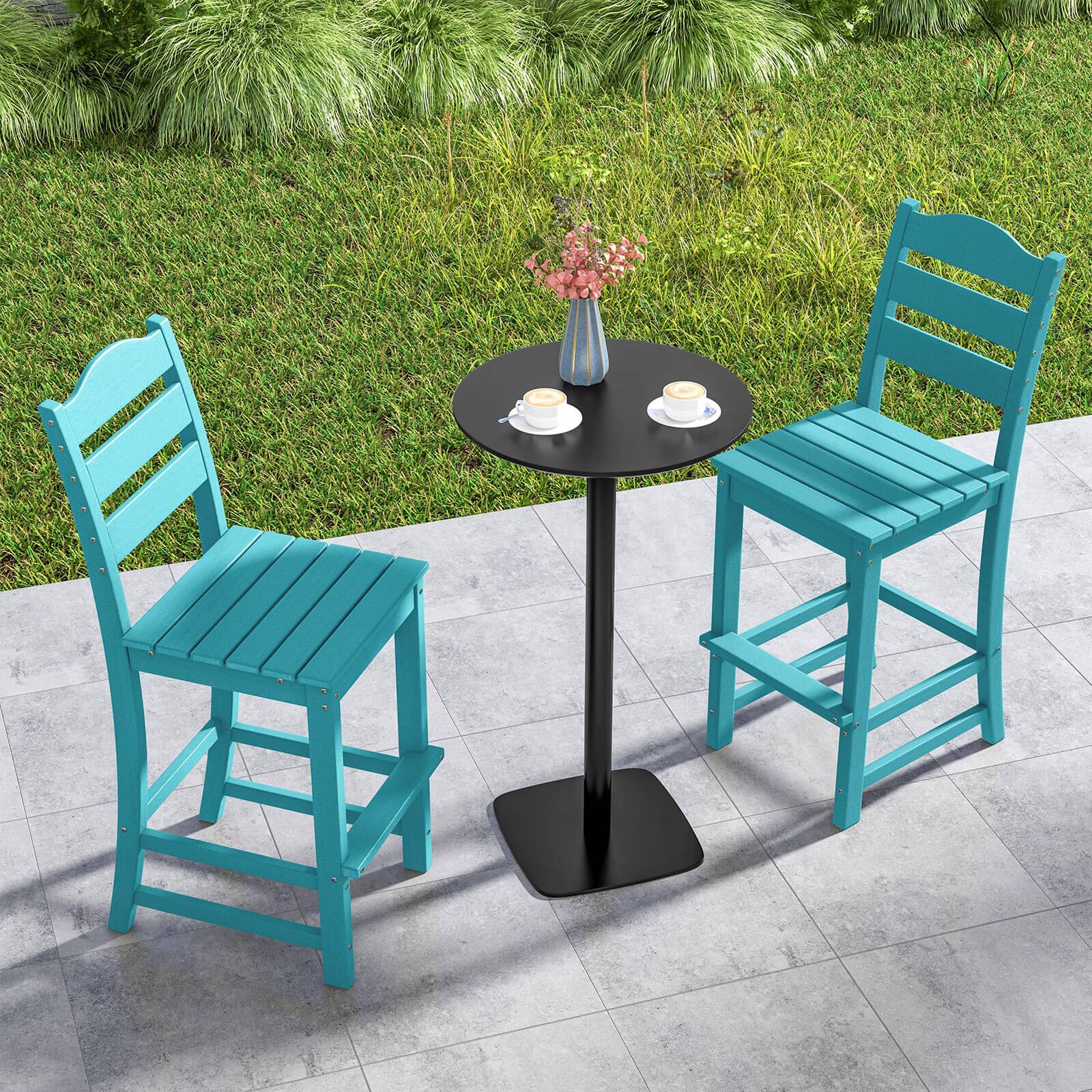 Alt View 4. Costway - Costway Outdoor 4pcs HDPE Bar Stool Patio Tall Chair Backrest Footrest All WeatherTurquoise - Turquoise.