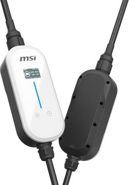 MSI - EZgo Type1 (J1772), 40A/9.6Kw, Level 1/2 Portable Charger with NEMA 5-15&NEMA 14-50 Plug - White
