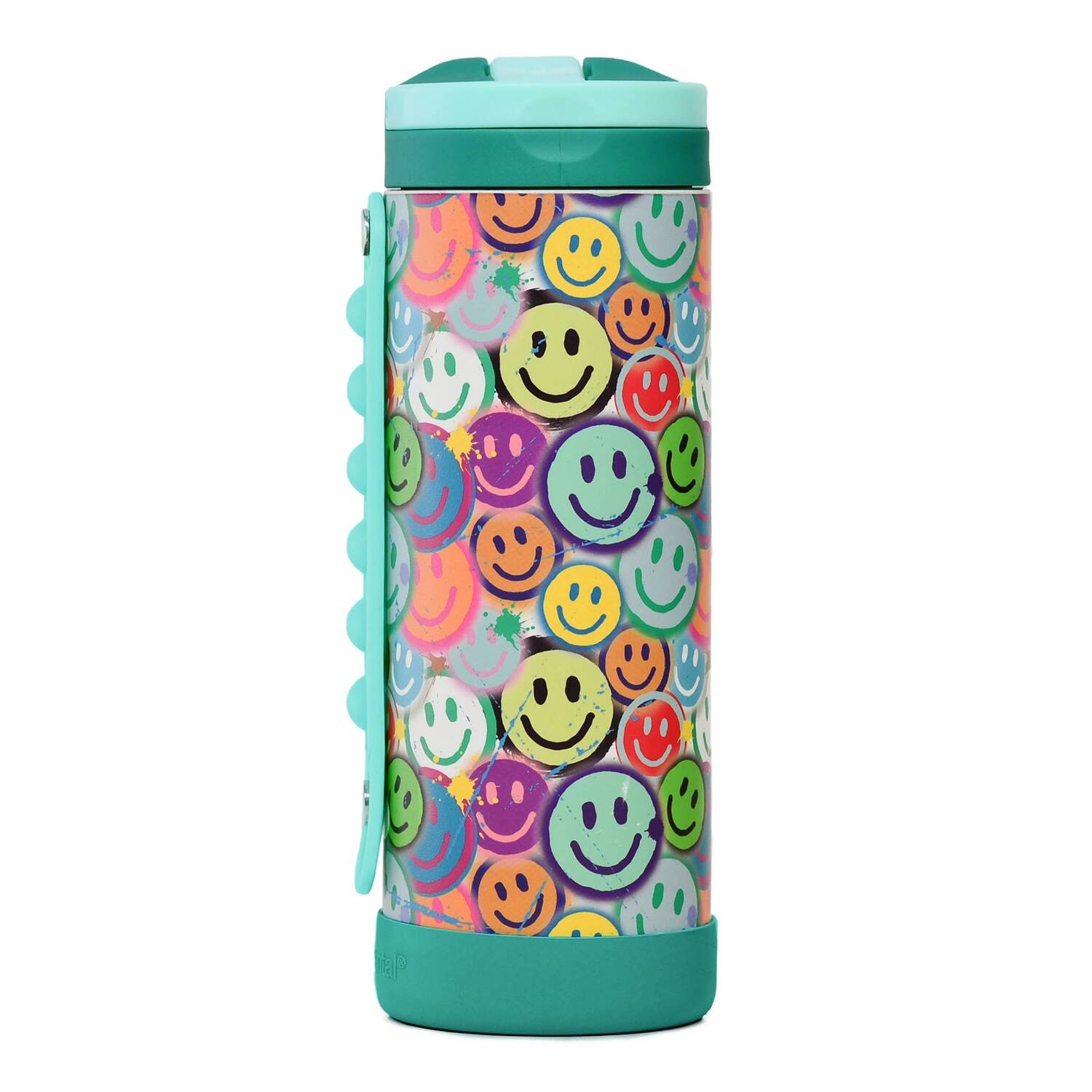 Alt View 4. Elemental - Iconic Pop Stainless Steel Fidget Water Bottle 14 Oz, Flip-open Sports Cap - Graffiti Smile.
