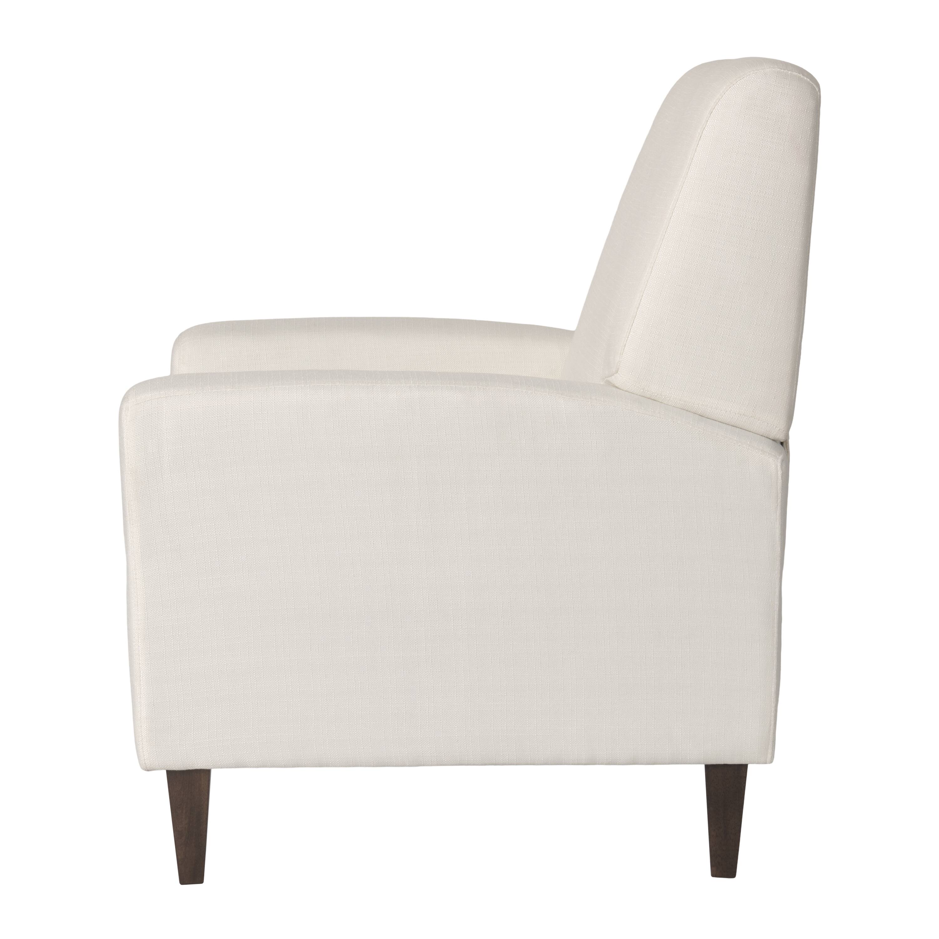 Left. CorLiving - Wells Basketweave Fabric Upholstered Indoor Pushback Recliner with Wood Legs - Off White.