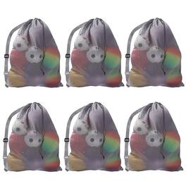 GSE Games & Sports Expert - 30" x 40" Extra-Large Mesh Sports Ball Drawstring Bag with Adjustable Shoulder Strap(Grey,6-Pack) - Gray