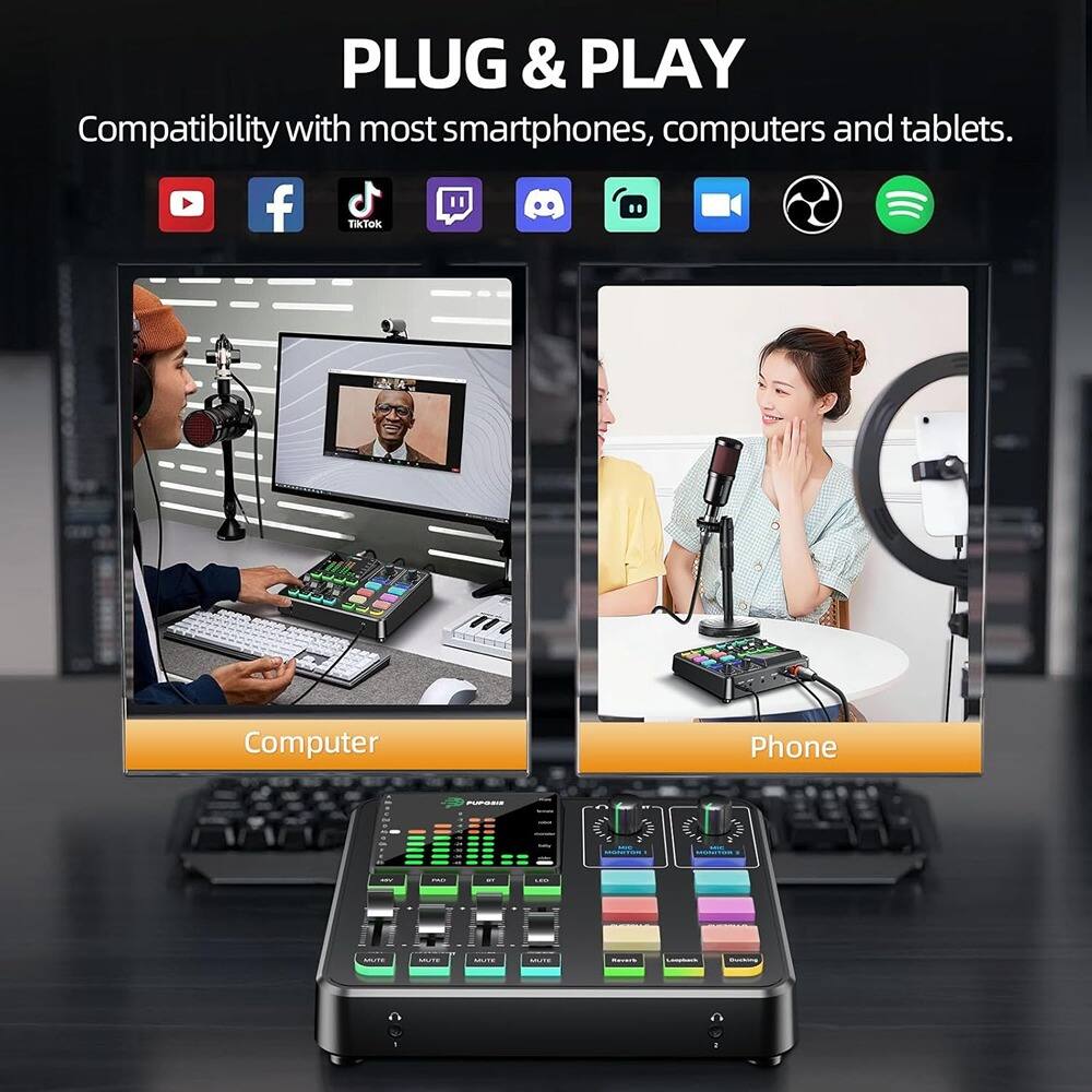 PLUG & PLAY  
Compatibility with most smartphones, computers and tablets.  

Computer  
Phone