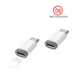 Qixxronics - Lightning to USB-C Adapter, Lightning to Type-C Adapter (2 Pack), NOT FOR AUDIO/OTG - White