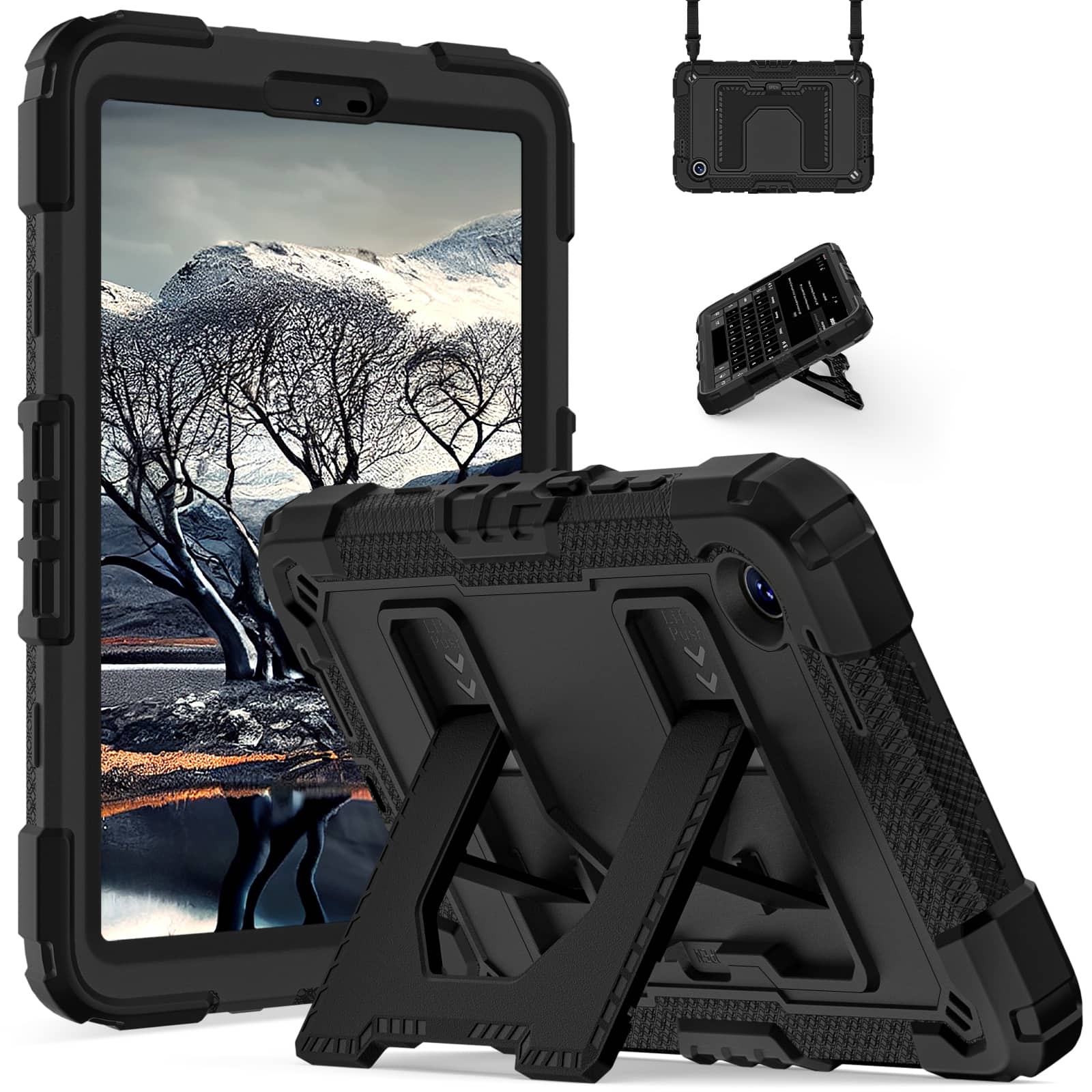 UUCOVER - Case for Samsung Galaxy Tab A11 8.7-inch 2025 (SM-X130/X133/X135) Shockproof TPU+PC Stand Cover with Shoulder Strap - Black price history on PriceWatchPro