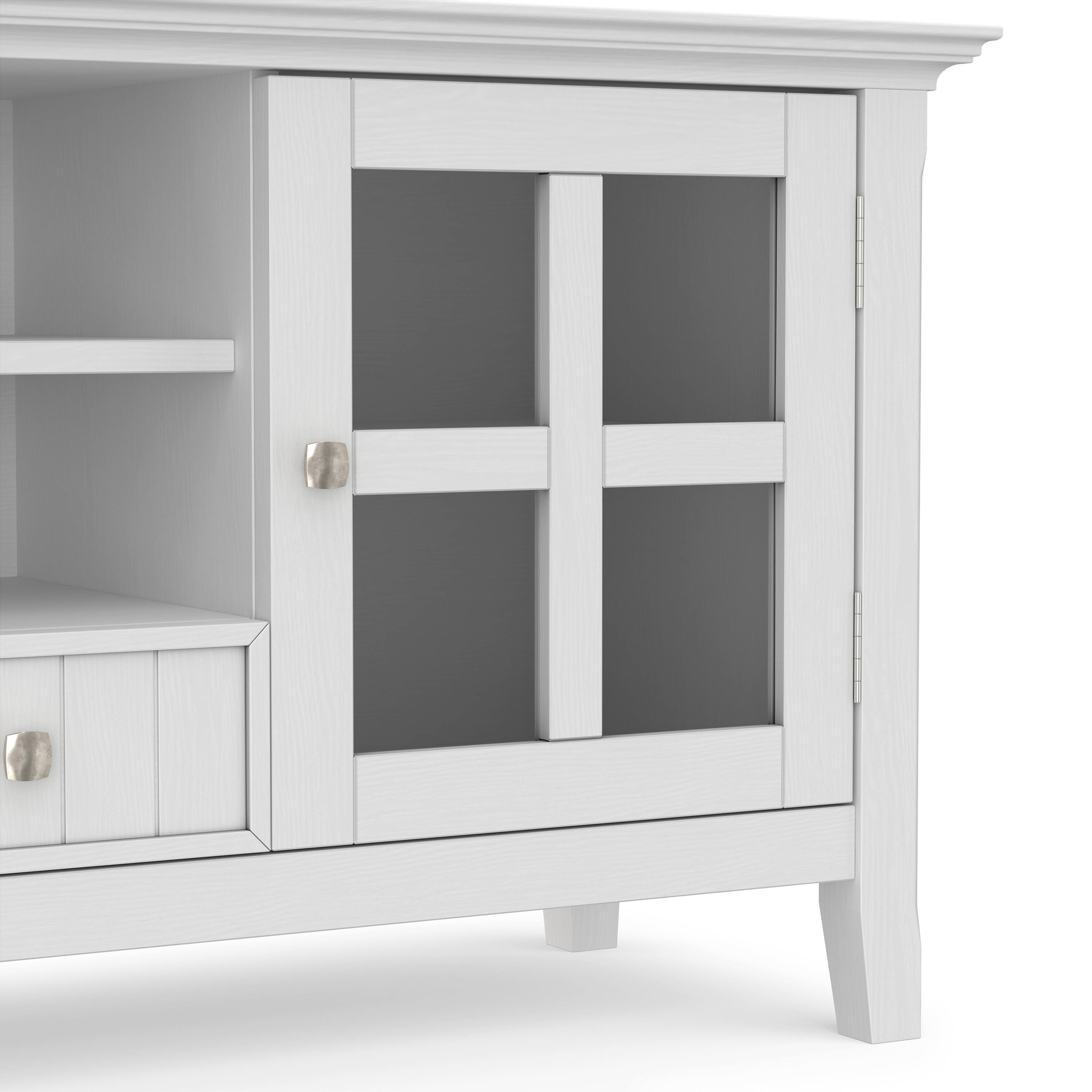 Alt View 7. Simpli Home - Acadian 60W Low TV Stand with Drawers, Glass Doors and Shelves - White.