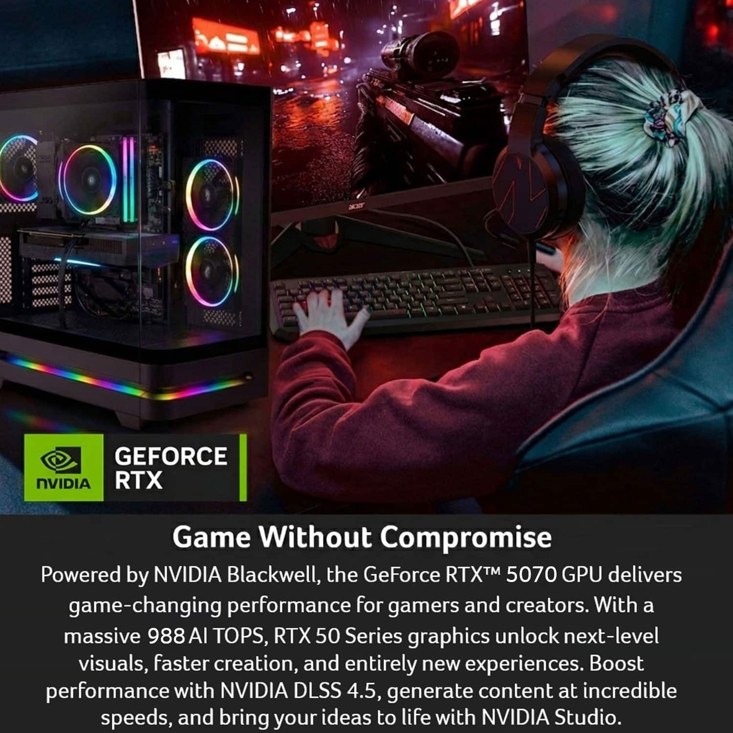 Acer Nitro 65 Gaming Desktop AMD Ryzen 9 9900X 2024 NVIDIA GeForce